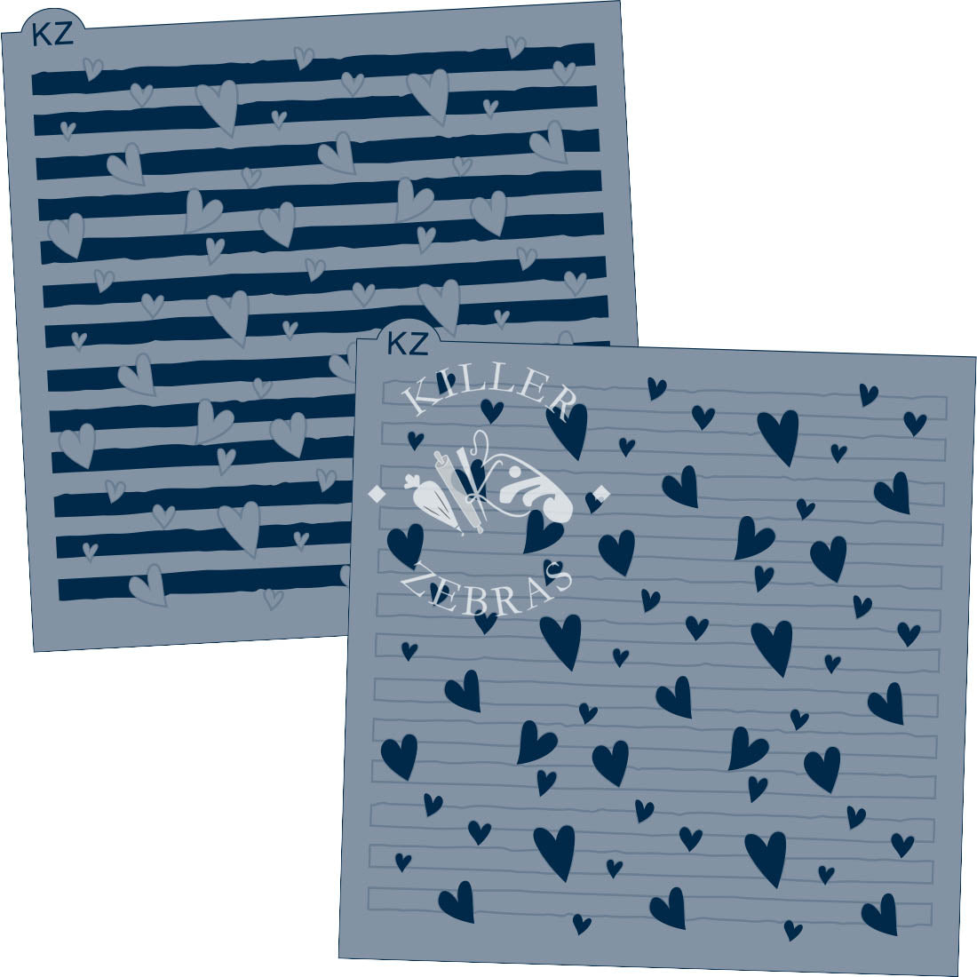 5.5 x 5.5 Stencil Hearts and Stripes – Layered Cookie Stencil