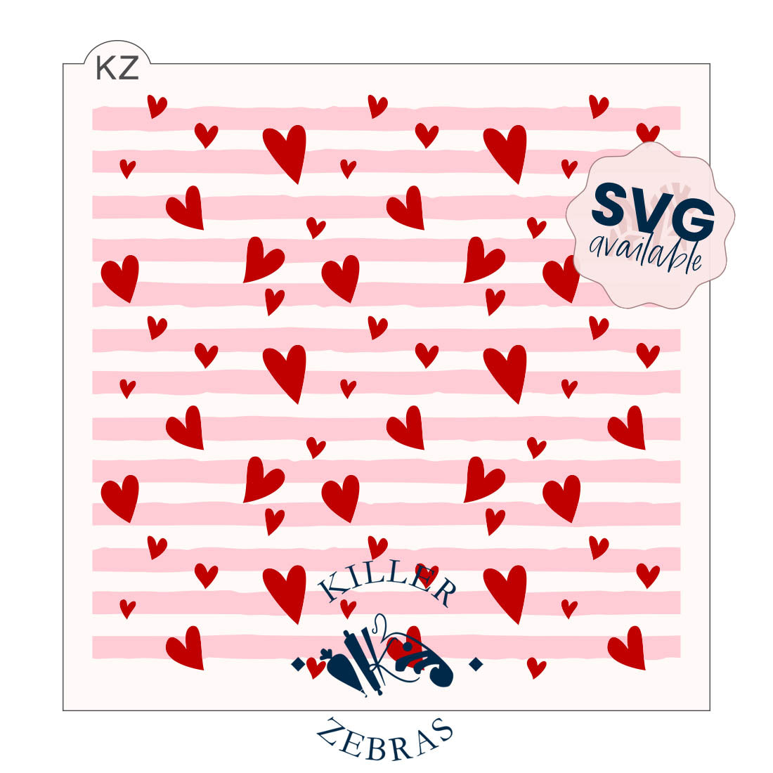 5.5 x 5.5 Stencil Hearts and Stripes – Layered Cookie Stencil
