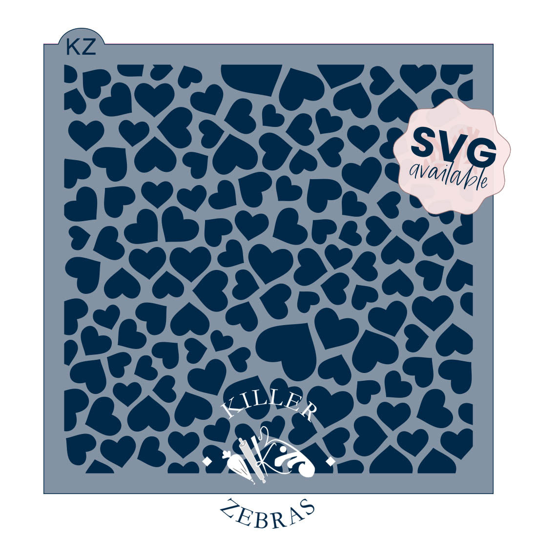 5.5 x 5.5 Stencil Hearts Stencil