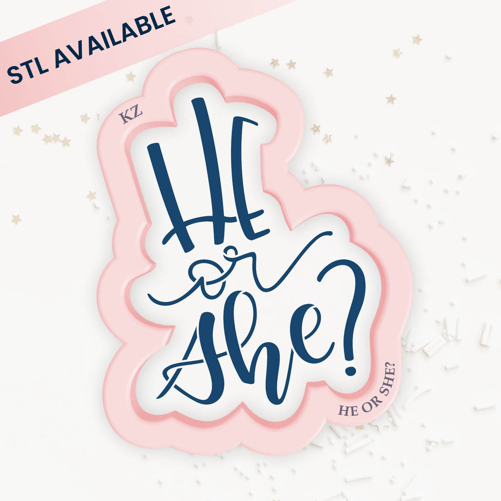 He or She? Cookie Cutter & Stencil Set | Cookie Decorating Set
