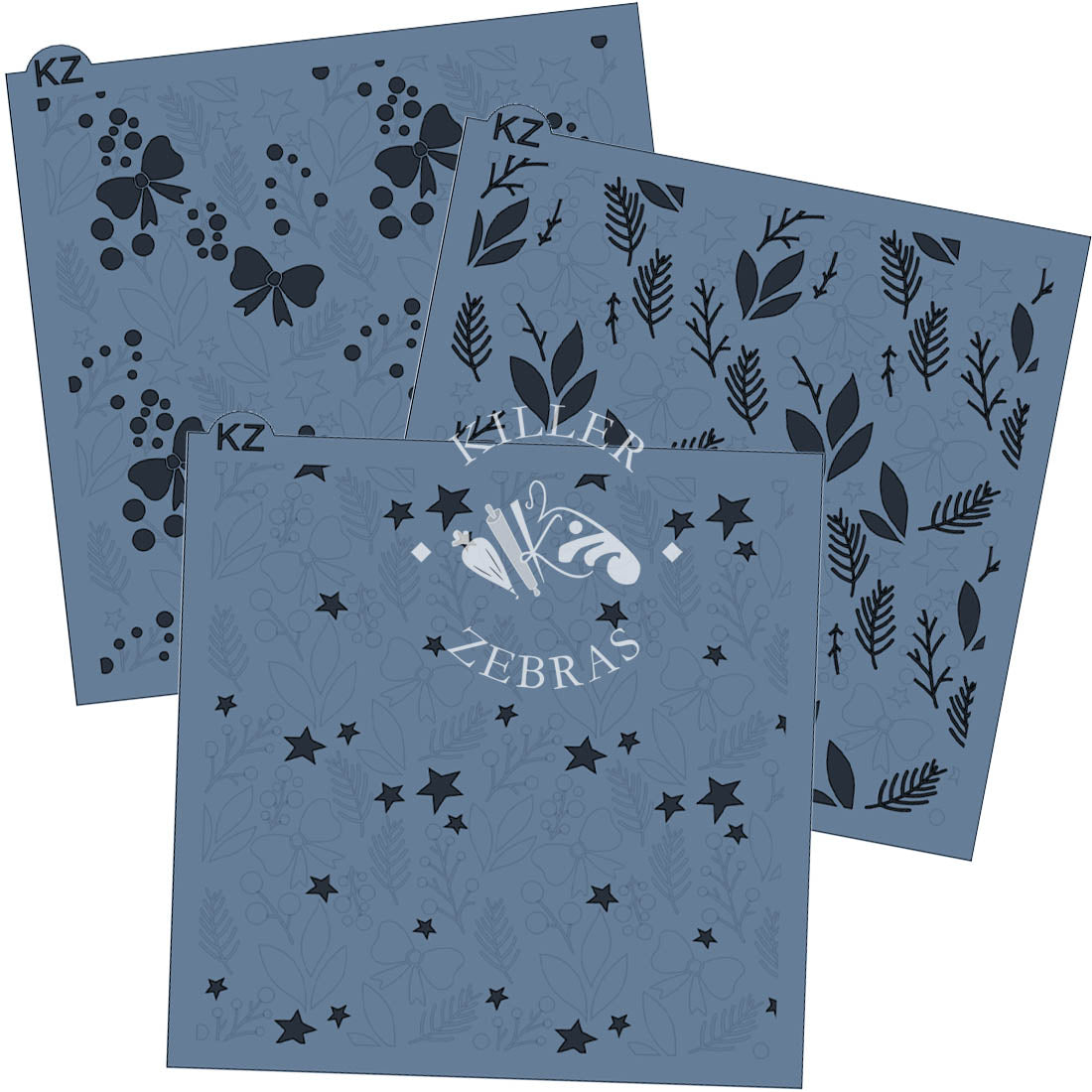 5.5 x 5.5 Stencil Holiday Cheer 3 Part Stencil