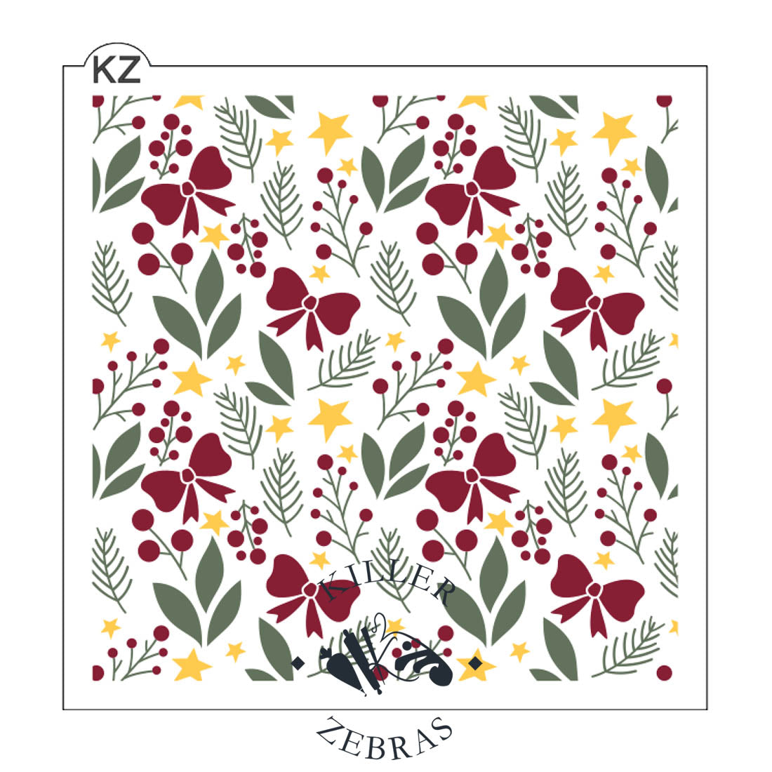 5.5 x 5.5 Stencil Holiday Cheer 3 Part Stencil