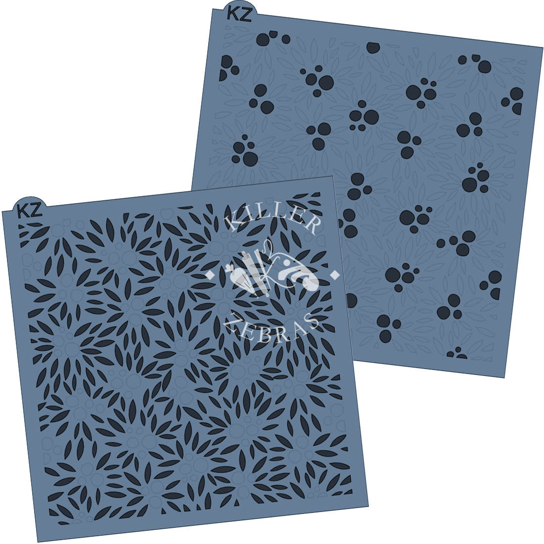 5.5 x 5.5 Stencil Holly Bushes 2 Part Stencil