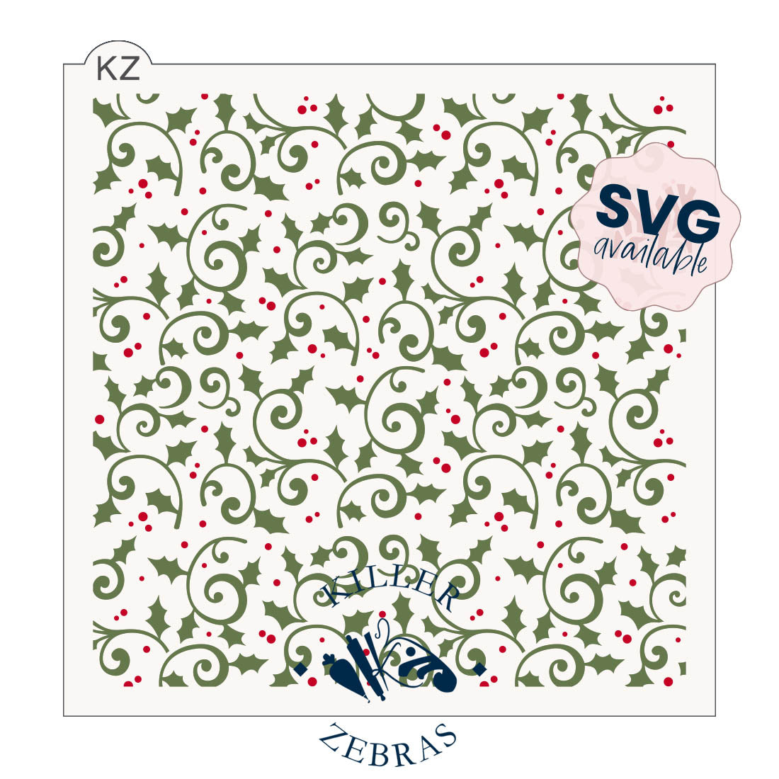 5.5 x 5.5 Stencil Holly Filigree 2 Part Stencil