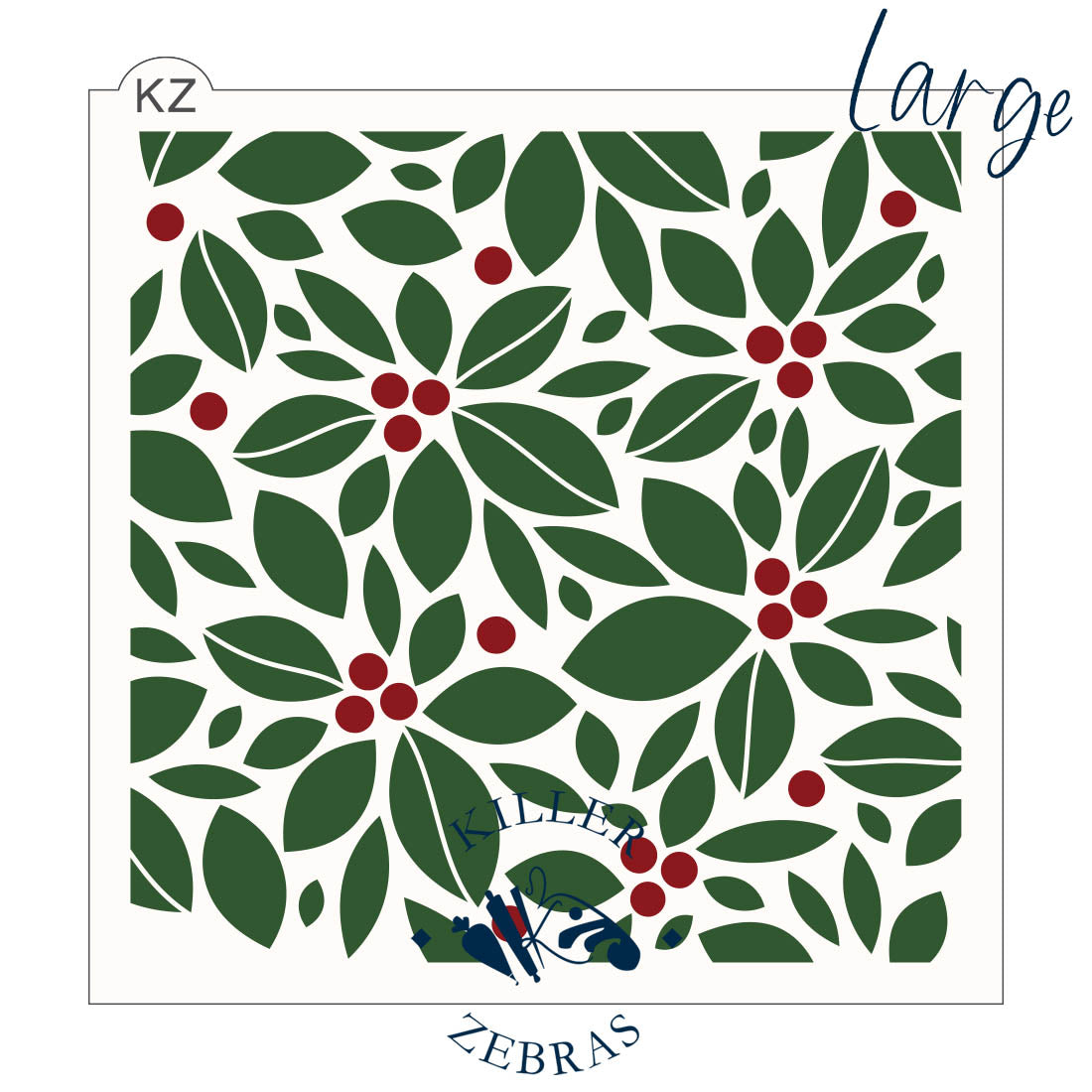 5.5 x 5.5 Stencil Holly 2 Part Stencil Large