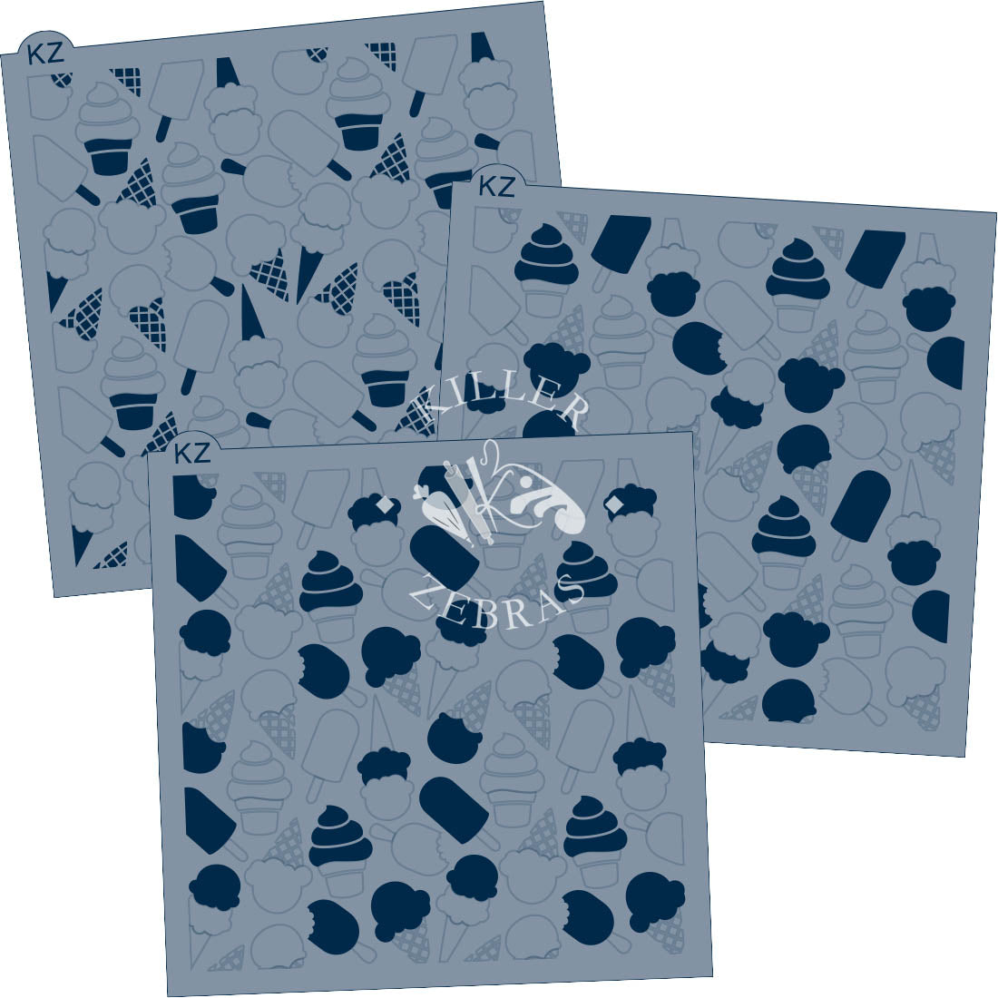 5.5 x 5.5 Stencil Ice Cream – Layered Cookie Stencil