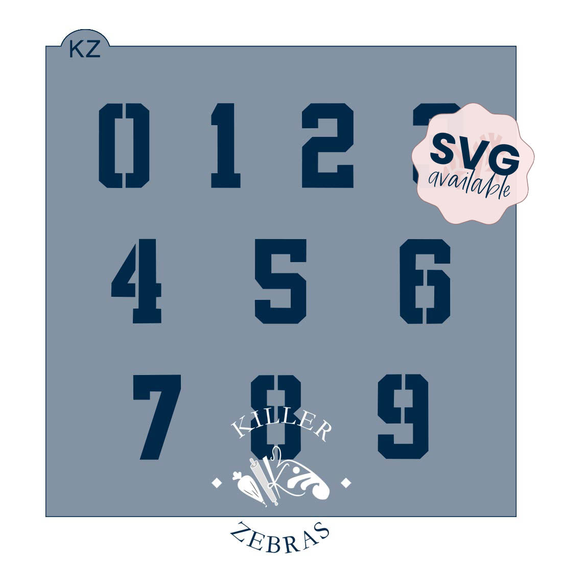 5.5 x 5.5 Stencil Jersey Numbers Stencil