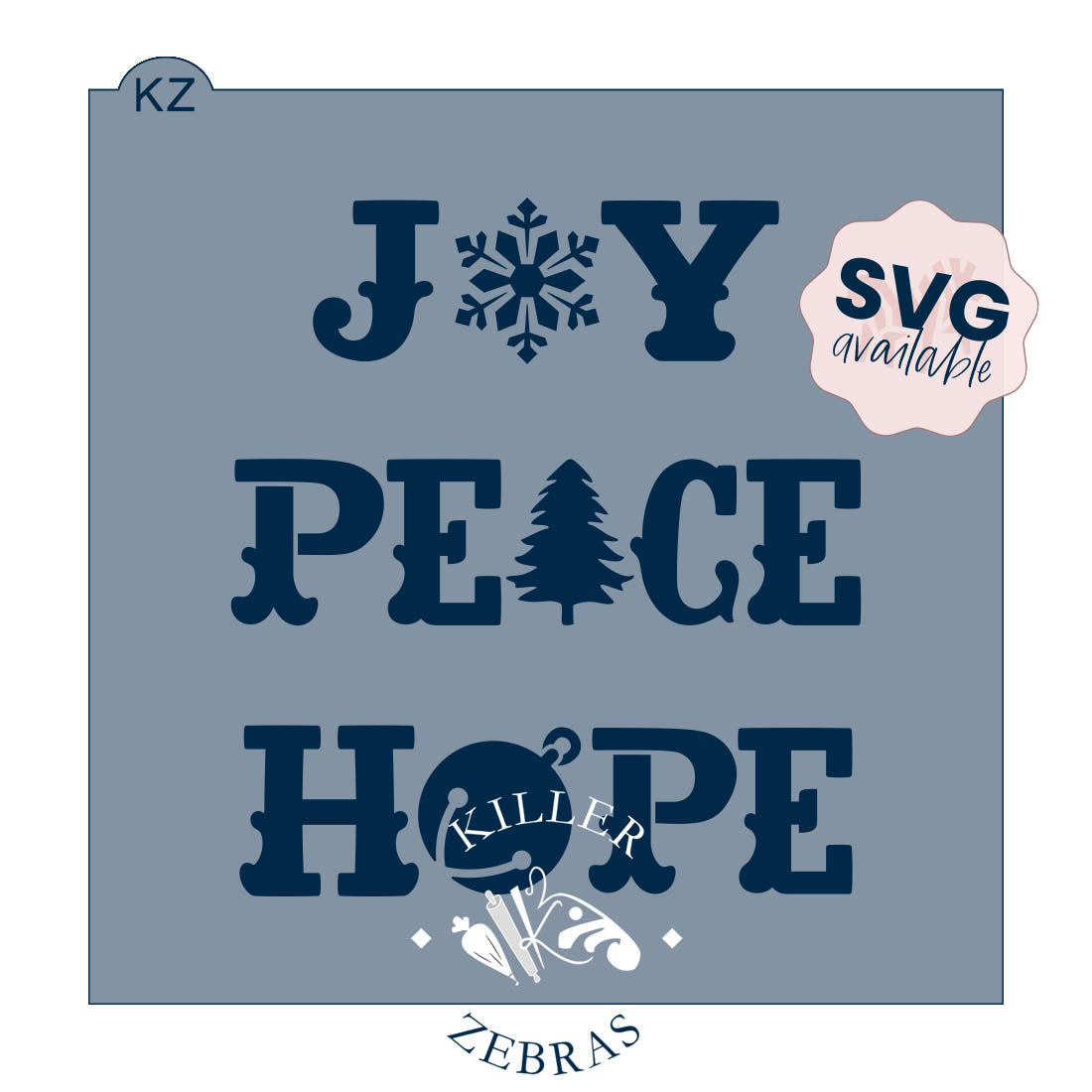 5.5 x 5.5 Stencil Joy Peace Hope Typography Stencil