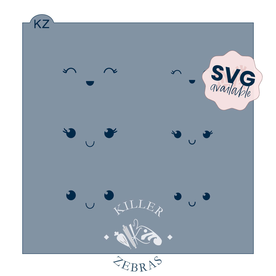 5.5 x 5.5 Stencil Kawaii Faces – Cookie Stencil