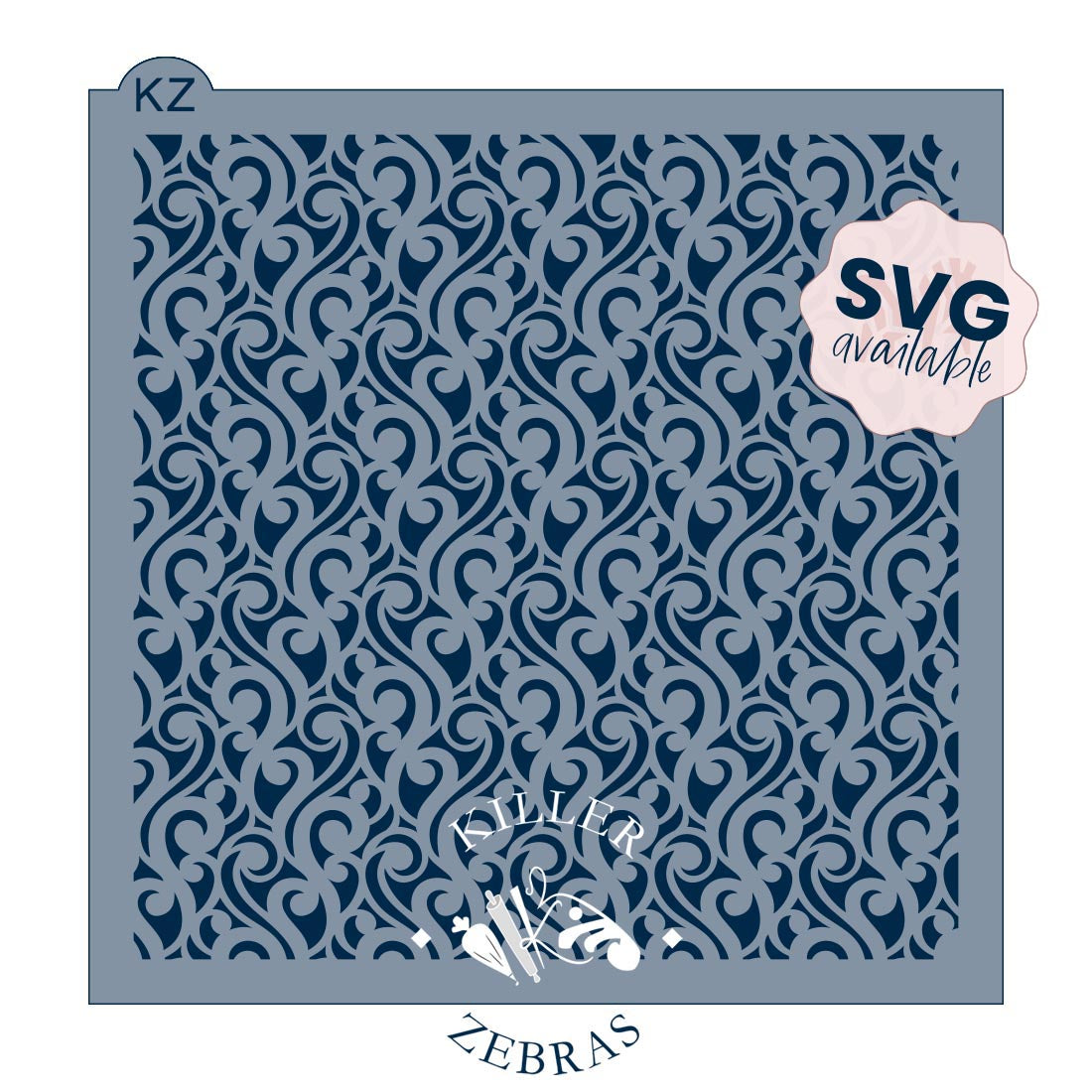 5.5 x 5.5 Stencil Lace Curls Stencil