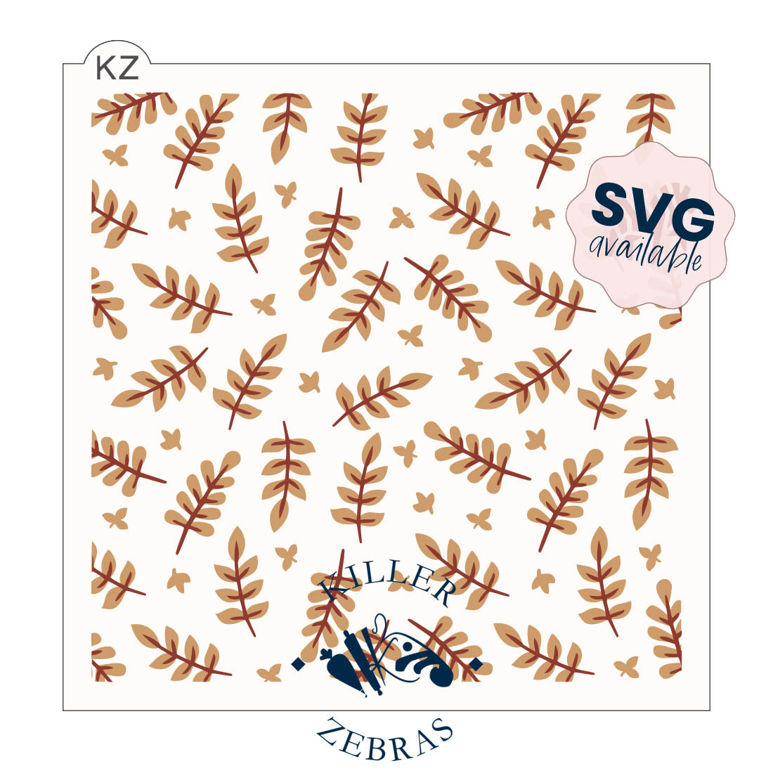 5.5 x 5.5 Stencil Leaf Pile 2 Part Stencil