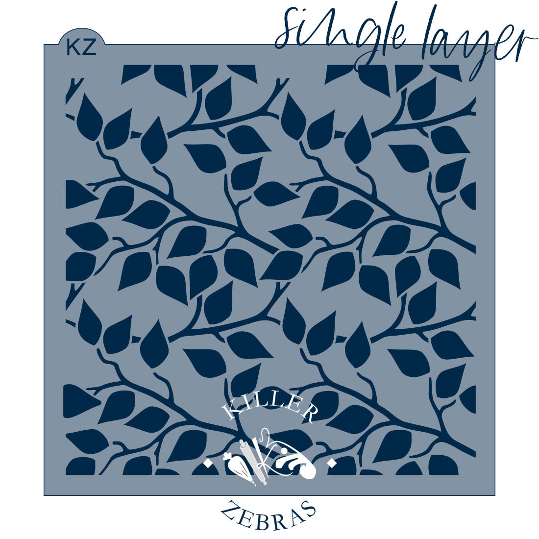 5.5 x 5.5 Stencil Leafy Branches - Single or Layered Stencil Single