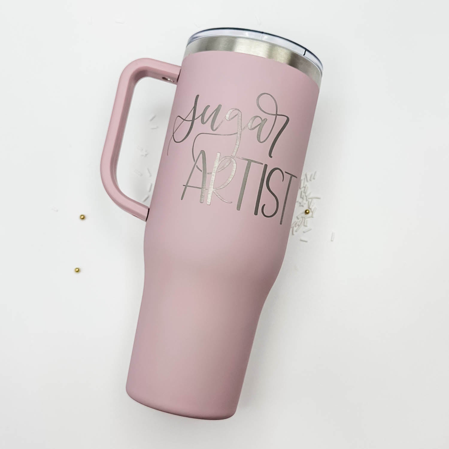 Tumbler Mauve Satin Stainless Steel 40 oz. Tumbler with Handle