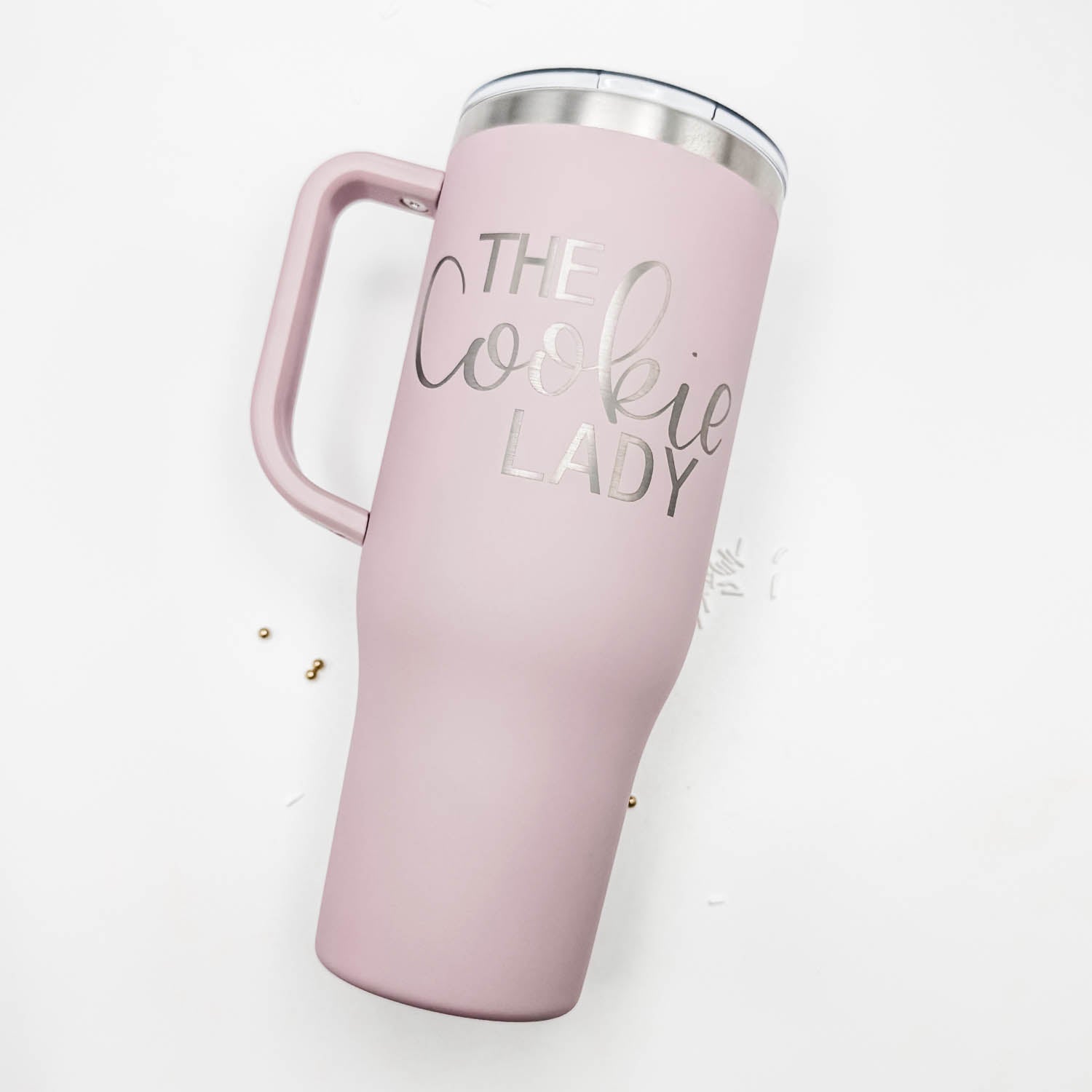 Tumbler Mauve Satin Stainless Steel 40 oz. Tumbler with Handle