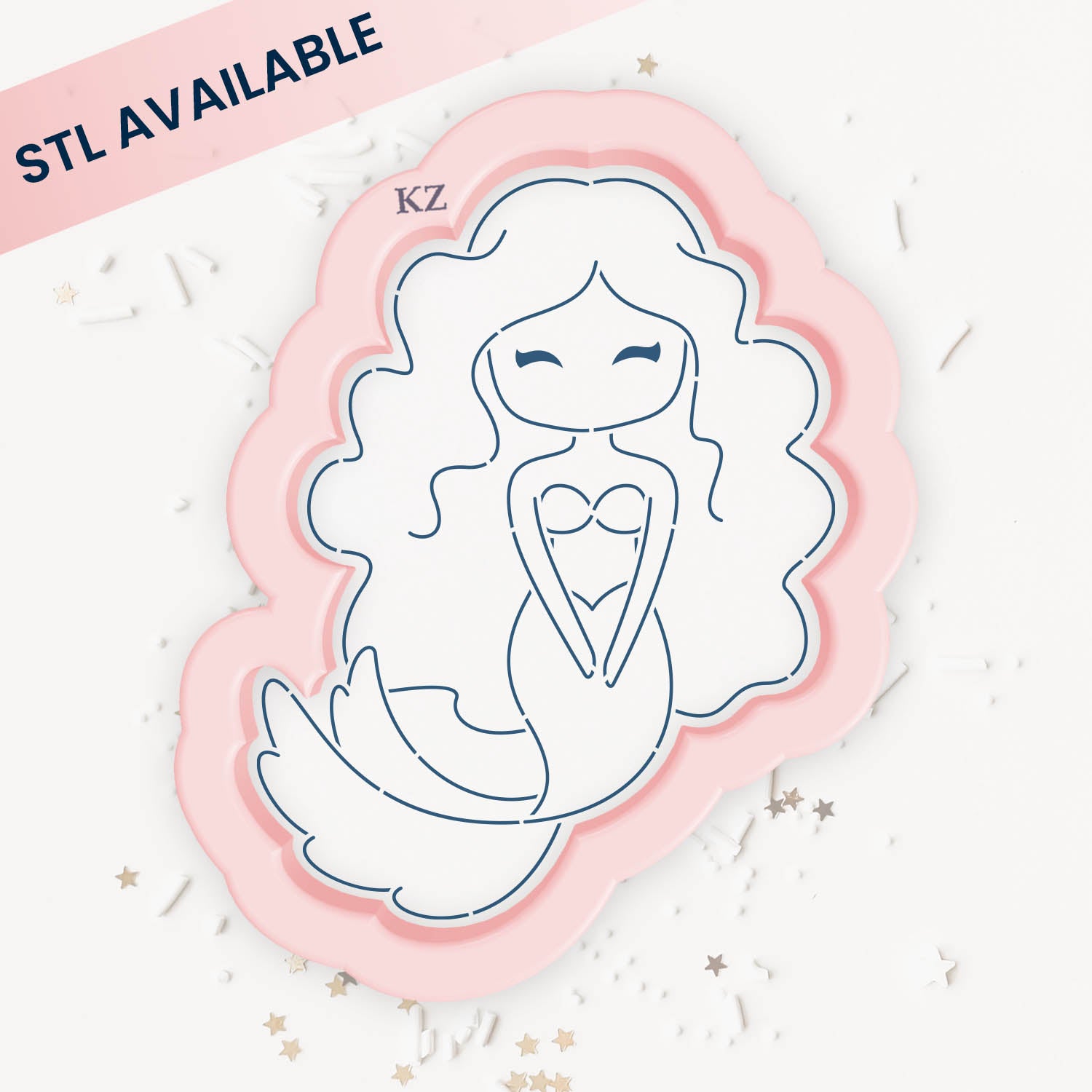 Cookie Cutters Mermaid (Style 3) – Cookie Cutter & Stencil Set