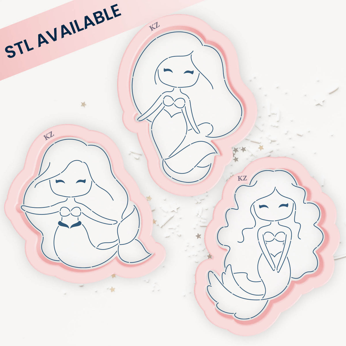 Cookie Cutters Mermaids Cutter/Stencil Set of 3