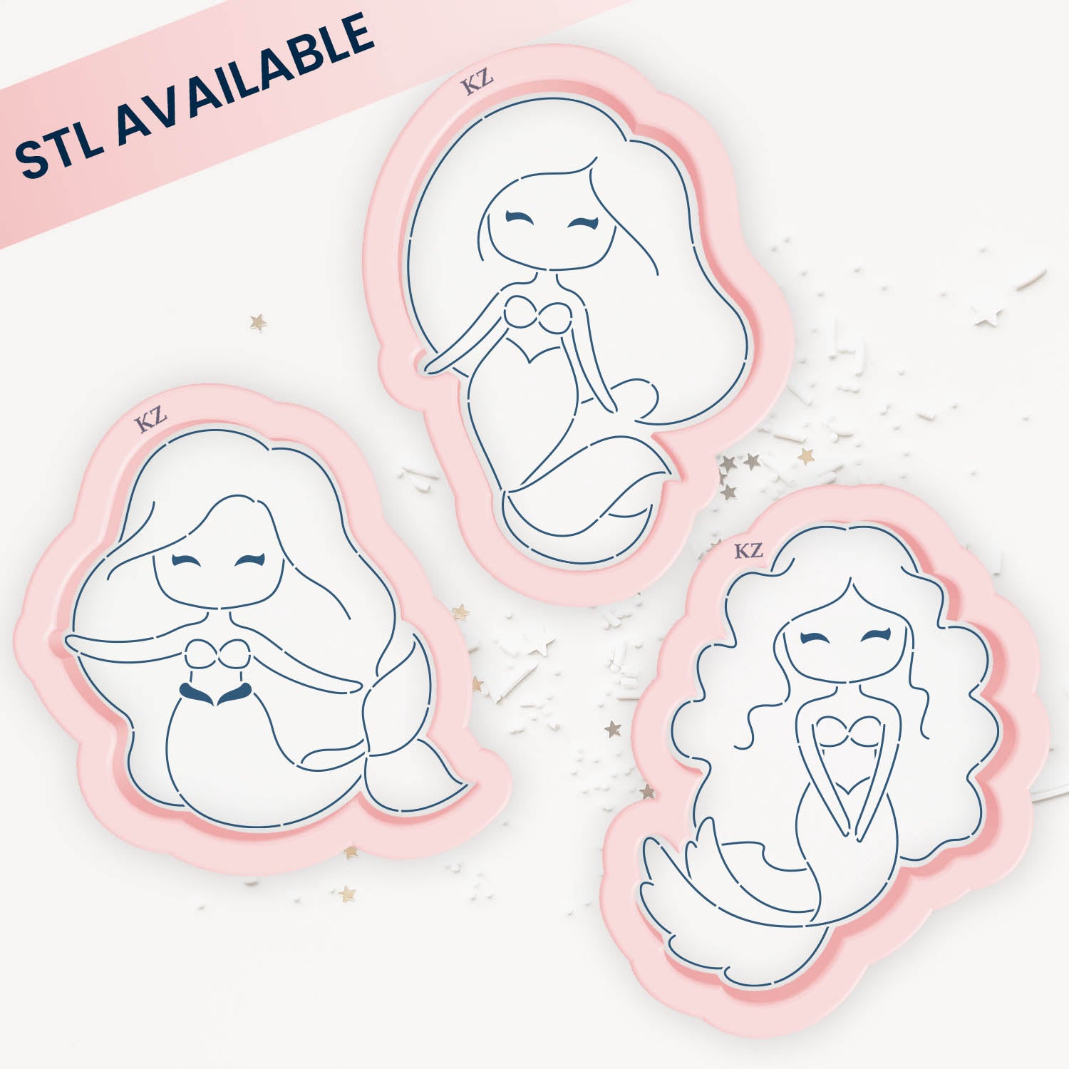 Cookie Cutters Mermaids Cutter/Stencil Set of 3