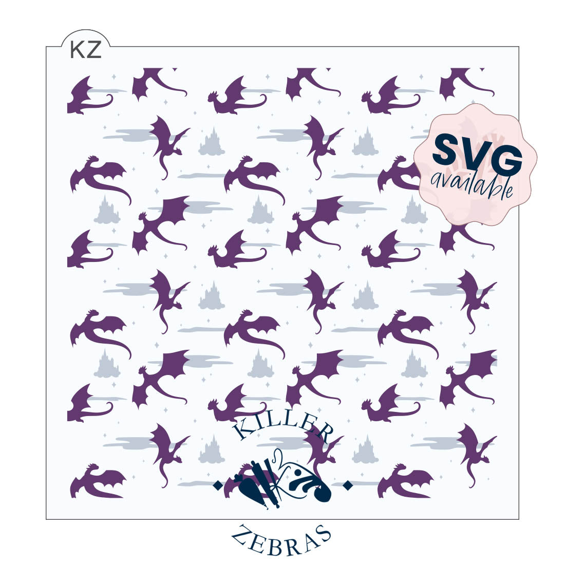 5.5 x 5.5 Stencil Midnight Dragons 2 Part Stencil