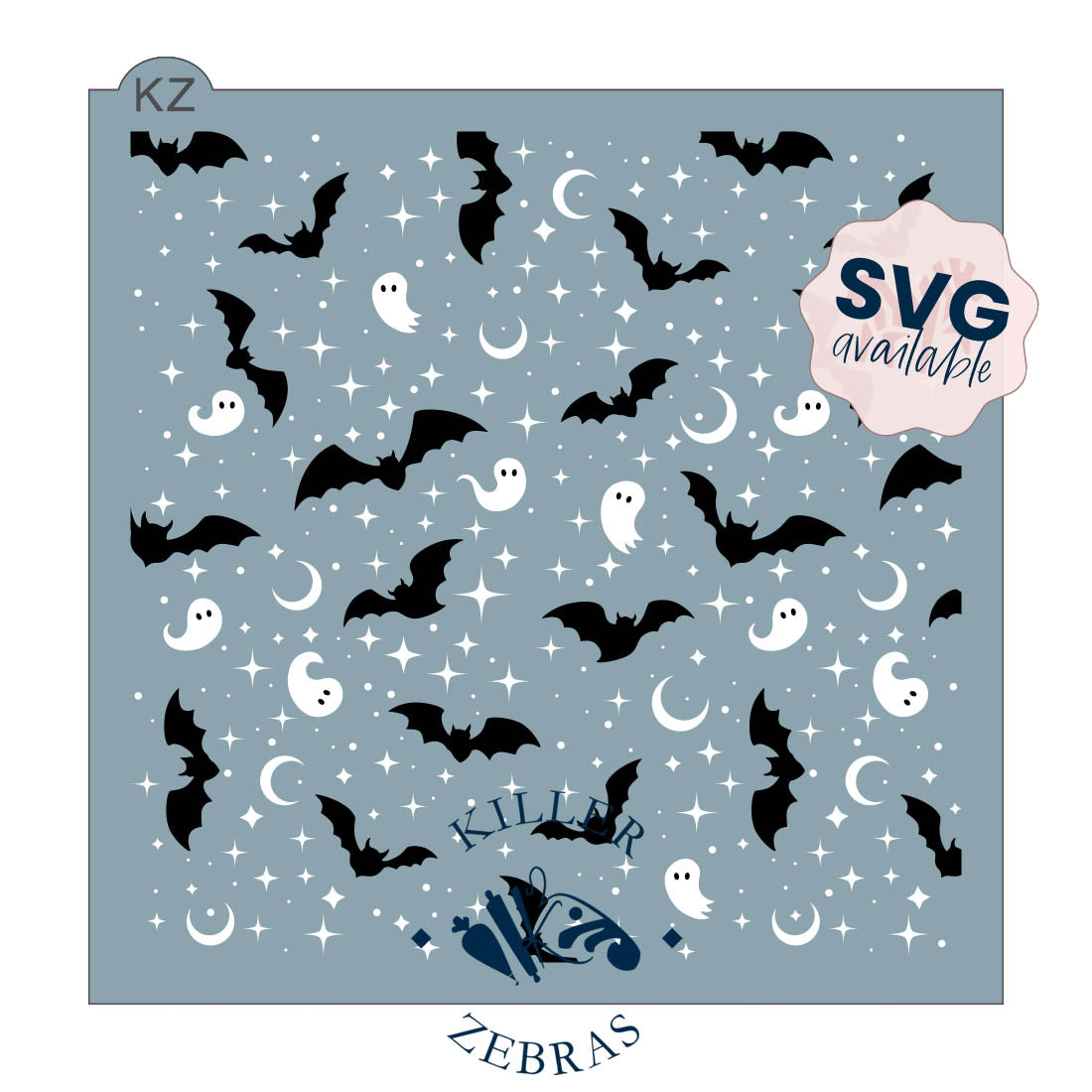 5.5 x 5.5 Stencil Moonlit Phantoms 2 Part Stencil