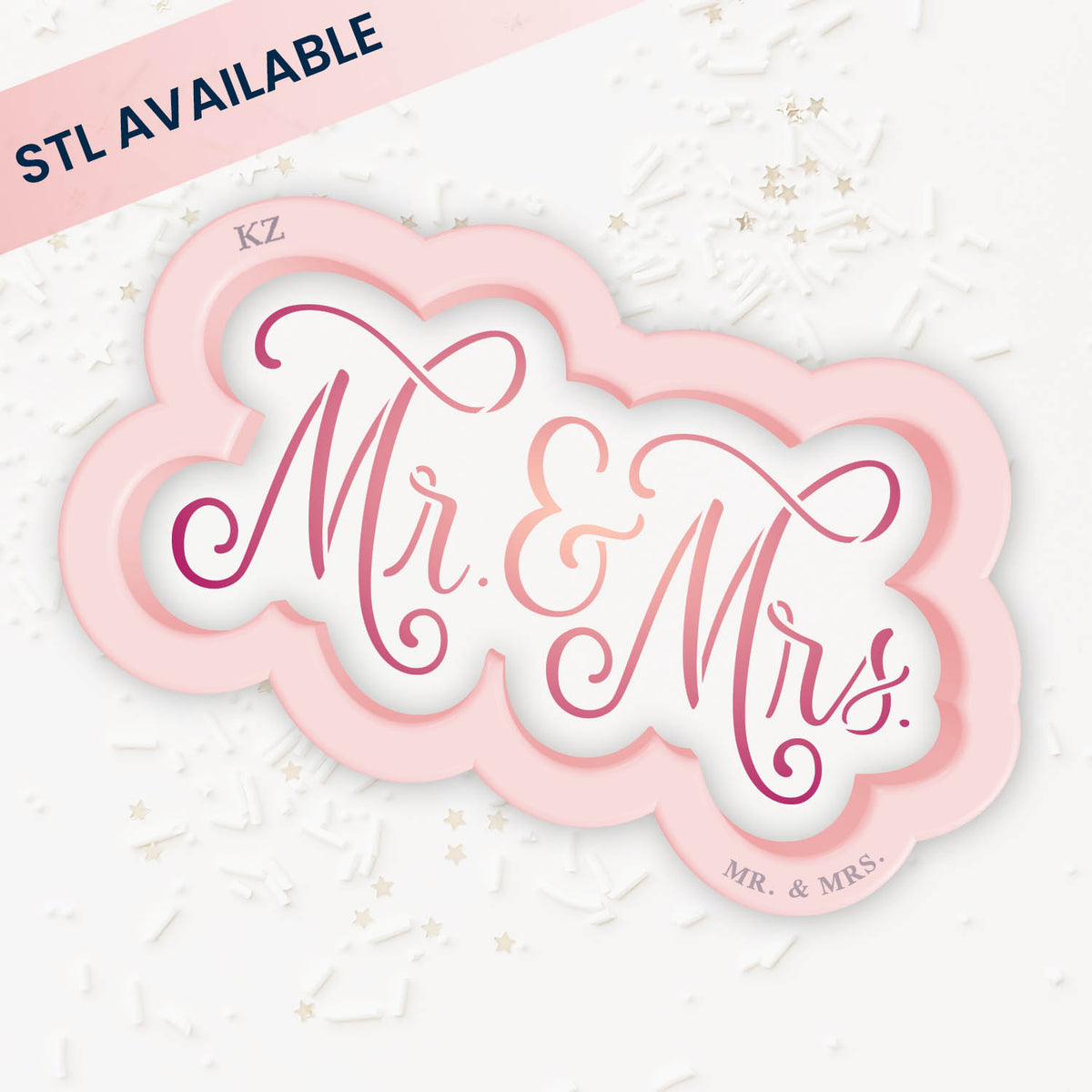 Mr. &amp; Mrs. (Style 1) – Cookie Cutter &amp; Stencil Set