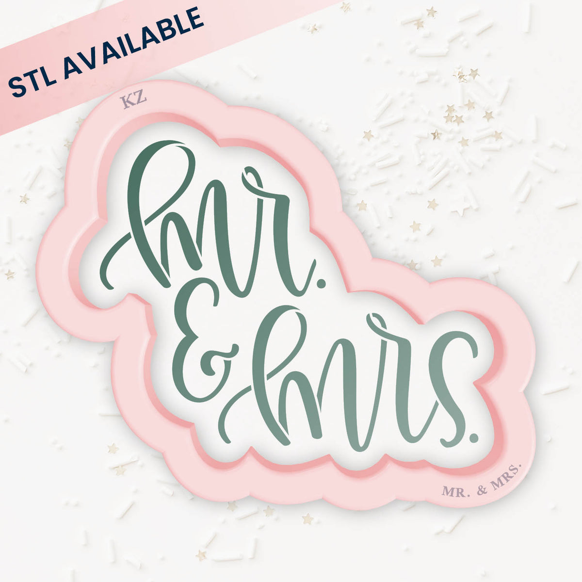 Mr. &amp; Mrs. (Style 2) – Cookie Cutter &amp; Stencil Set