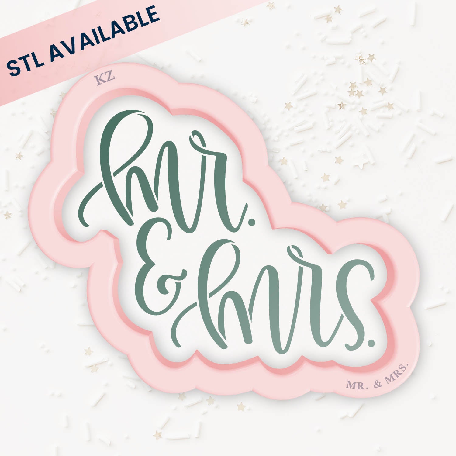 Mr. & Mrs. (Style 2) – Cookie Cutter & Stencil Set
