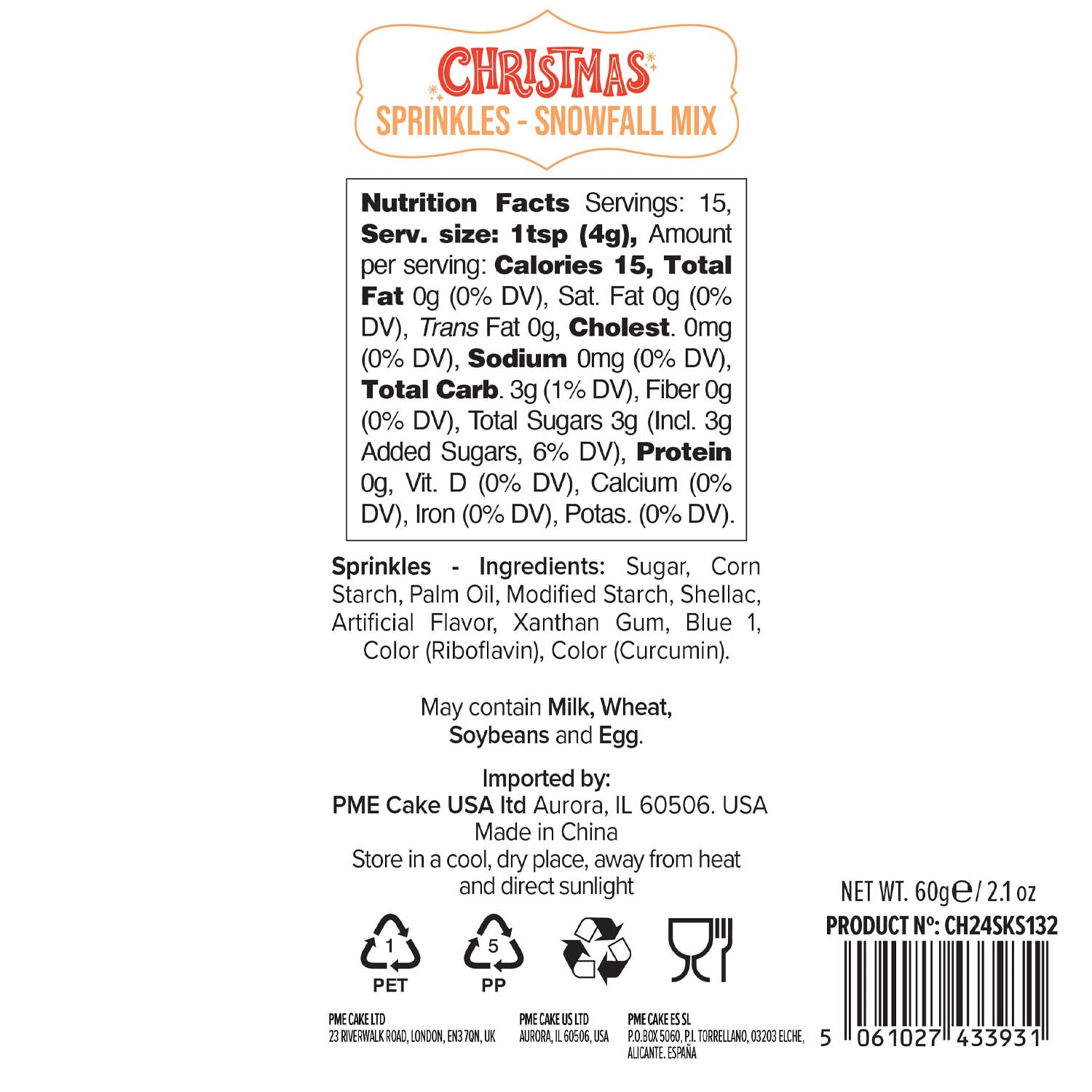 Sprinkles PME Holiday Sprinkles - Snowfall