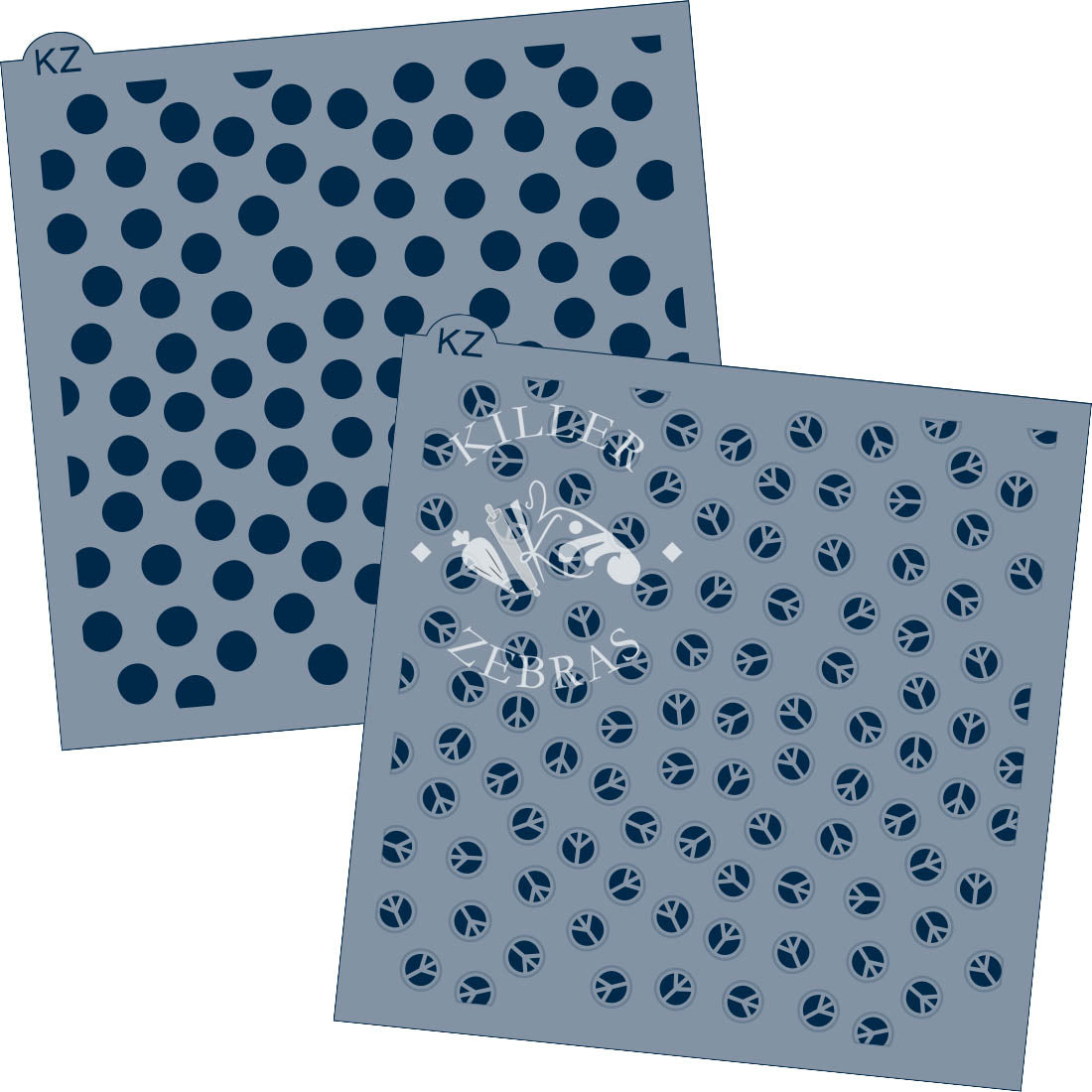 5.5 x 5.5 Stencil Peace Signs 2 Part Stencil