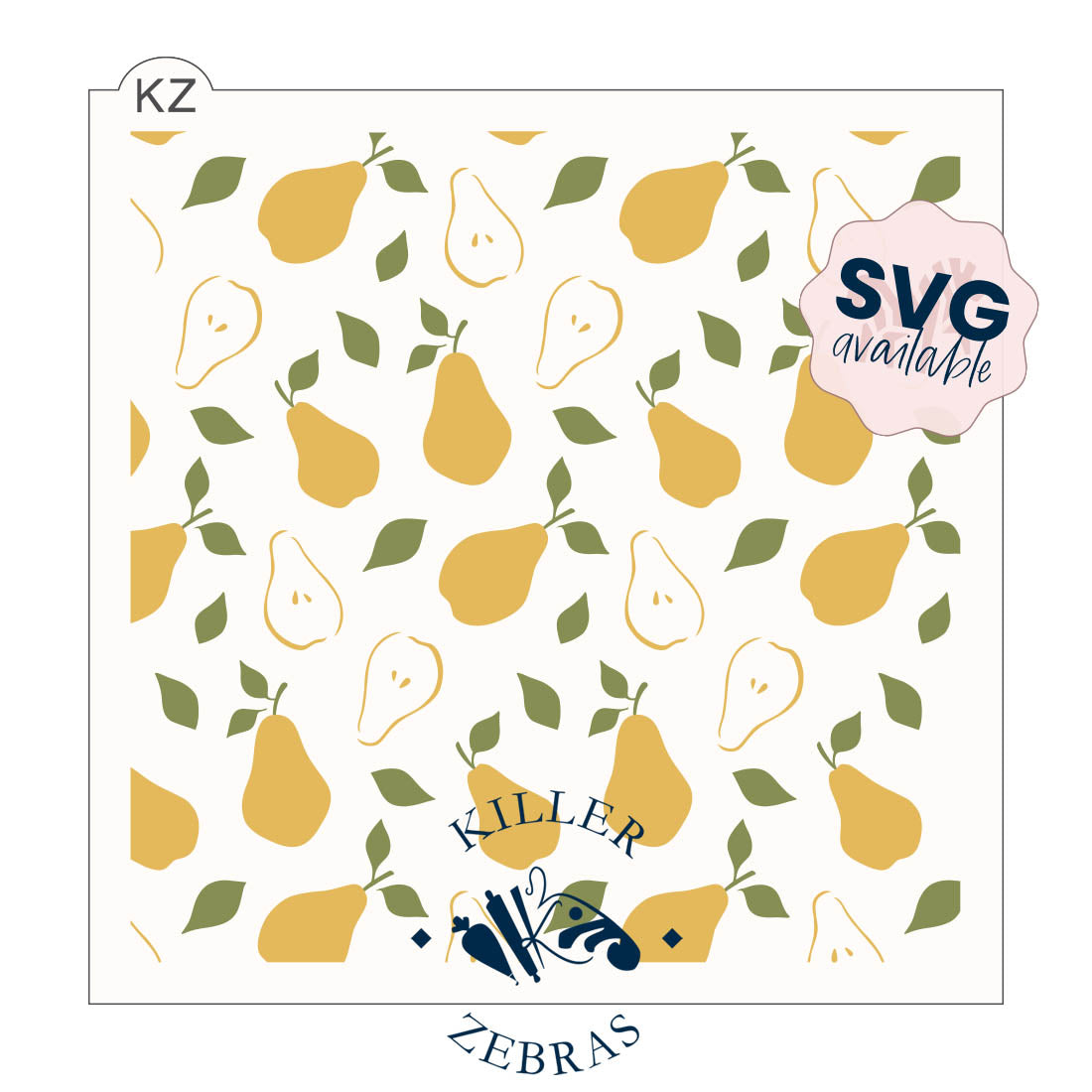 5.5 x 5.5 Stencil Pears 2 Part Stencil