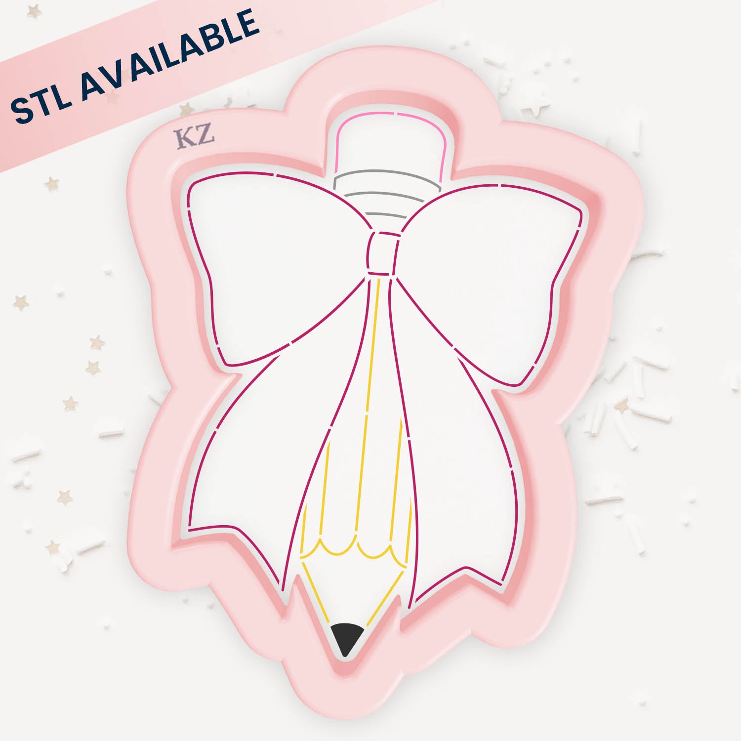 Cookie Cutters Pencil with Bow – Cookie Cutter & Stencil Set