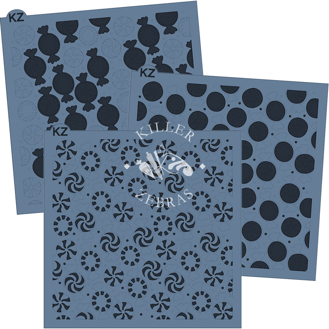 5.5 x 5.5 Stencil Peppermint Candies 3 Part Stencil