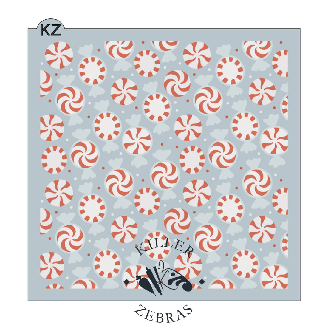 5.5 x 5.5 Stencil Peppermint Candies 3 Part Stencil