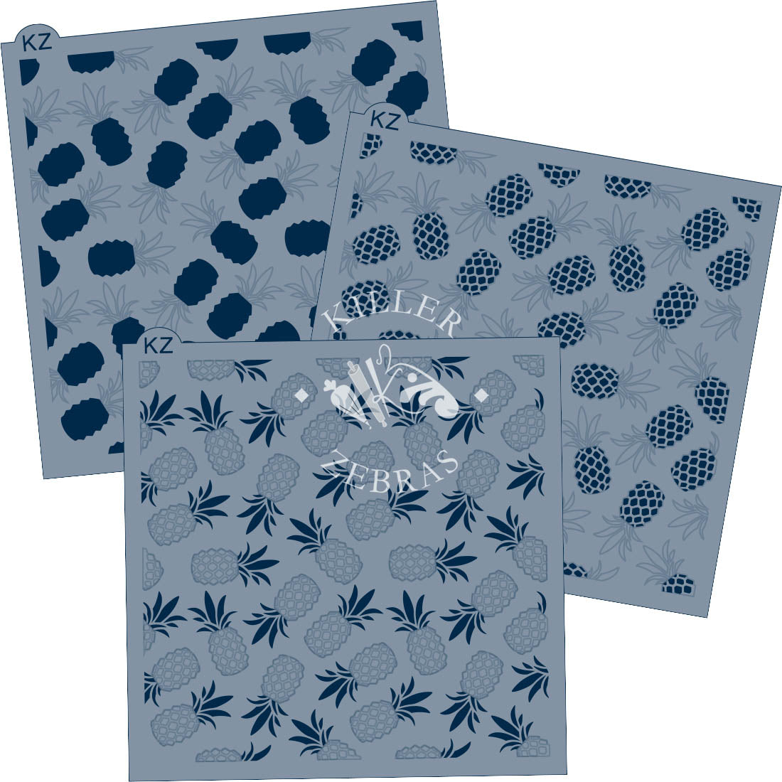 5.5 x 5.5 Stencil Pineapples 3 Part Stencil