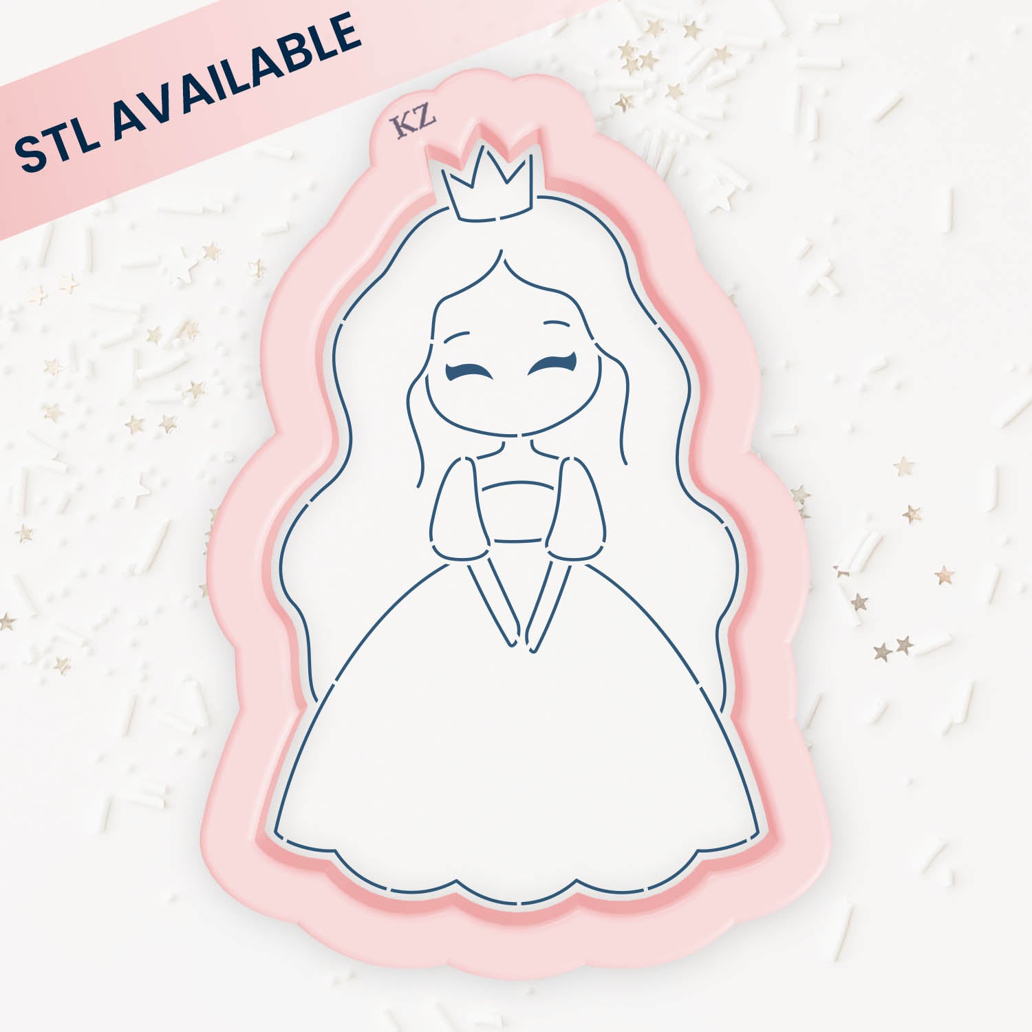 Princess (Style 2) – Cookie Cutter & Stencil Set