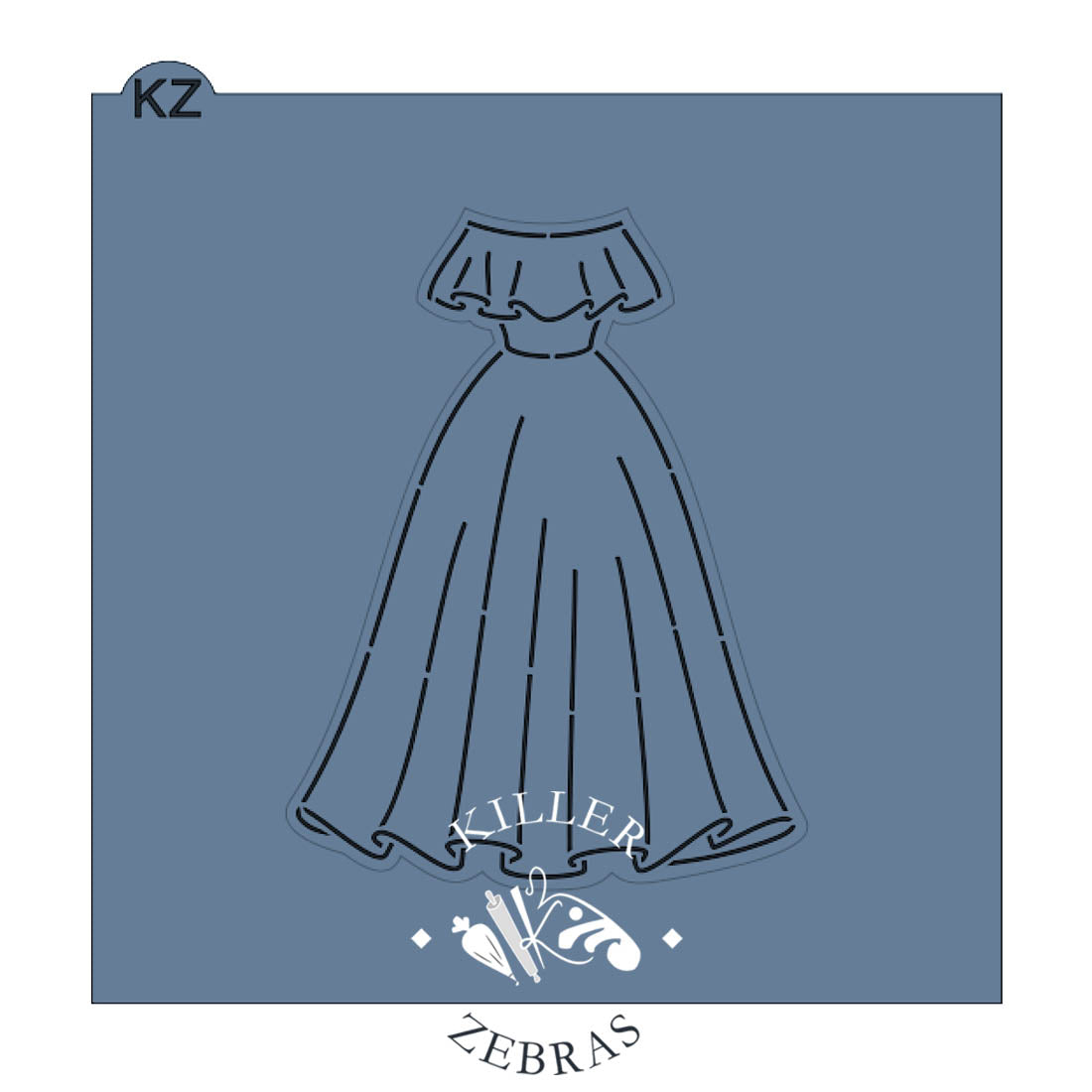 The Rita Wedding Dress Cookie Cutter & Stencil Set | Cookie Decorating Set