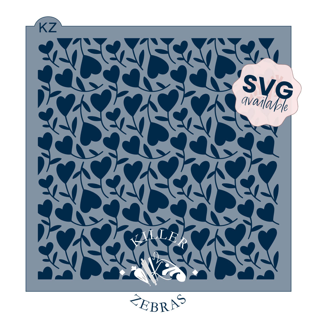 5.5 x 5.5 Stencil Rose Hearts – Cookie Stencil