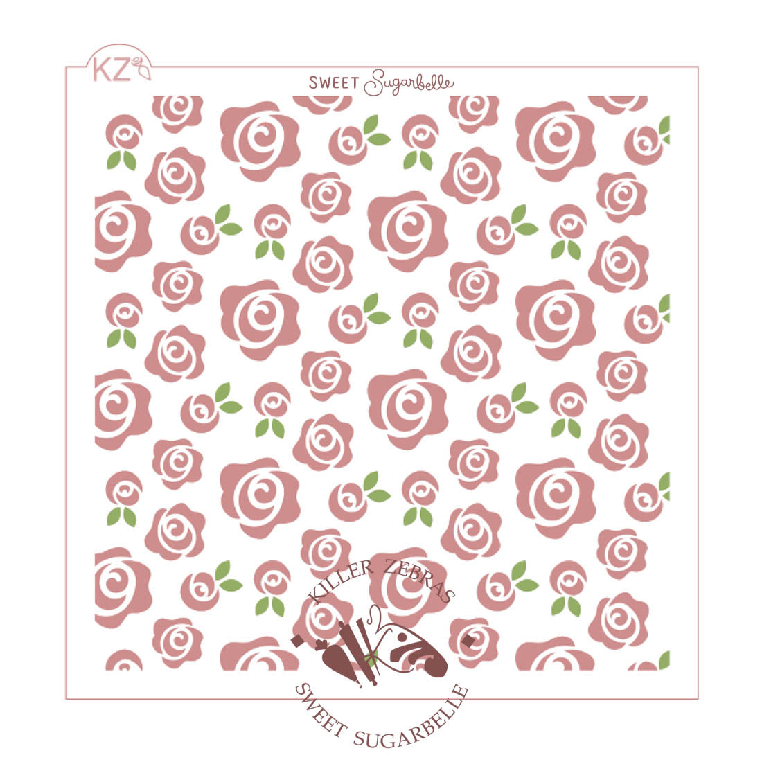 5.5 x 5.5 Stencil SSB Garden Rose 2 Part Stencil