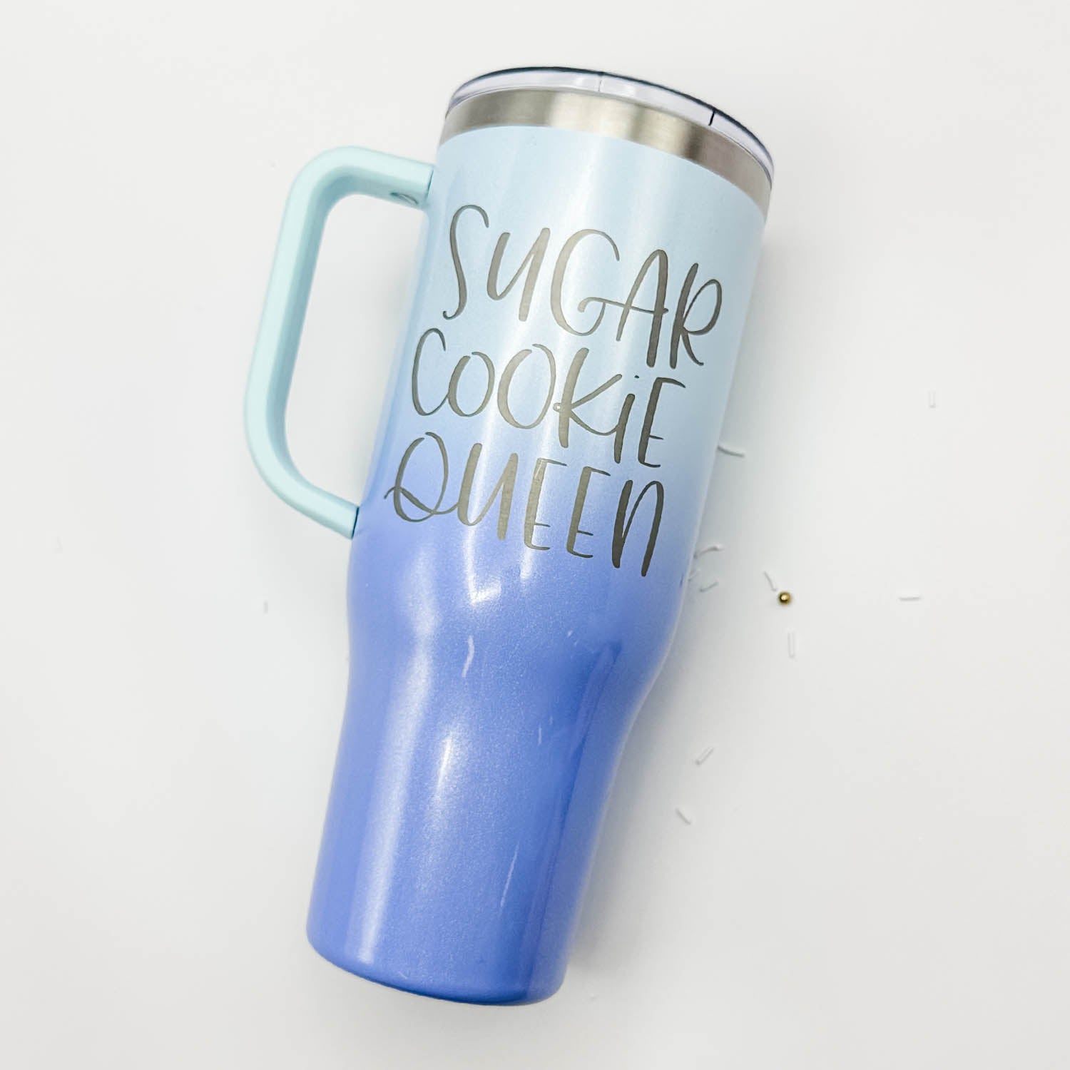 Tumbler Seaside Ombre Glitter Stainless Steel 40 oz. Tumbler with Handle