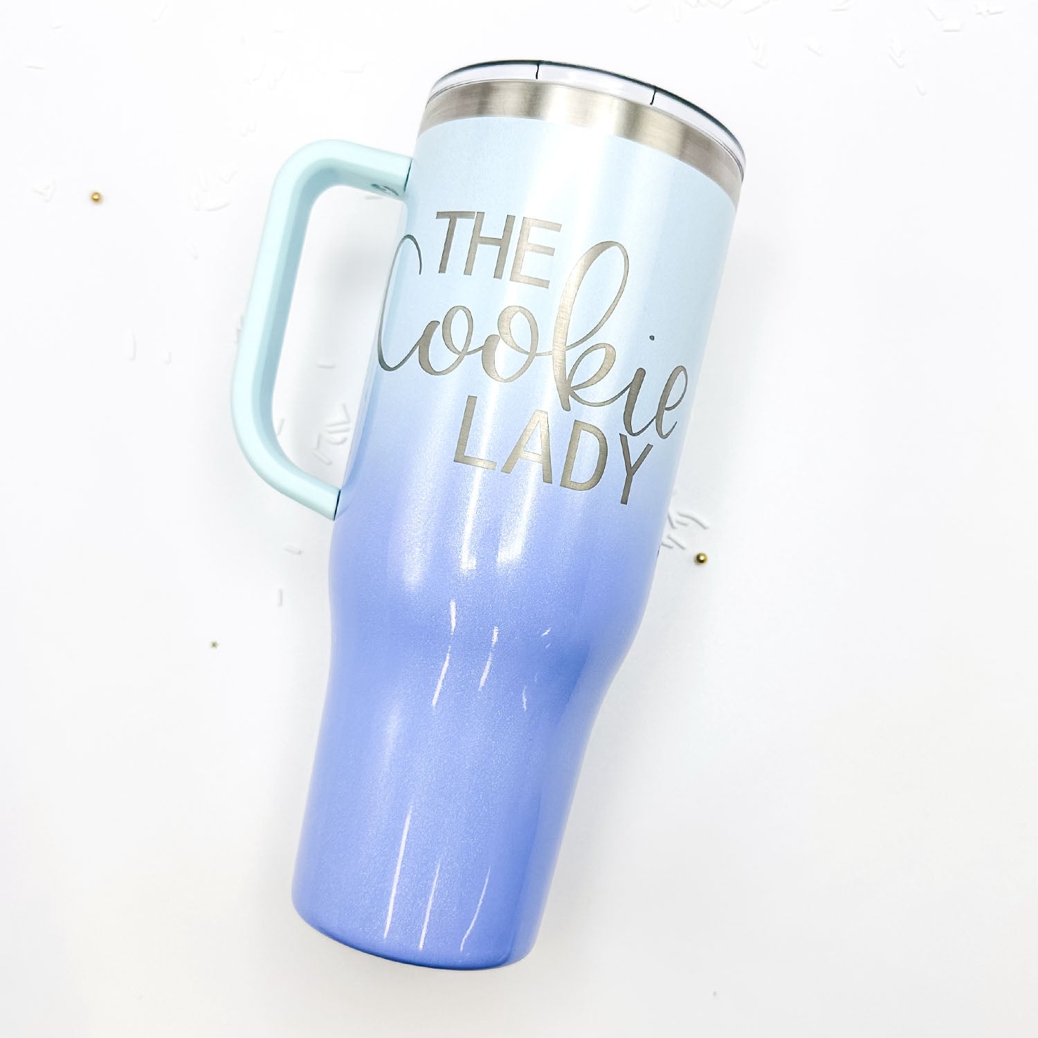 Tumbler Seaside Ombre Glitter Stainless Steel 40 oz. Tumbler with Handle