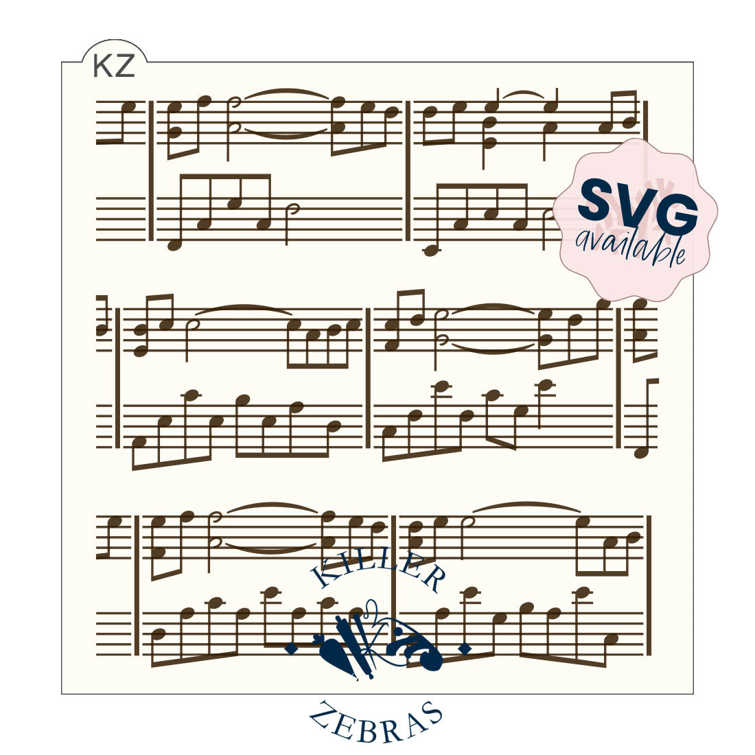 5.5 x 5.5 Stencil Sheet Music 2 Part Stencil