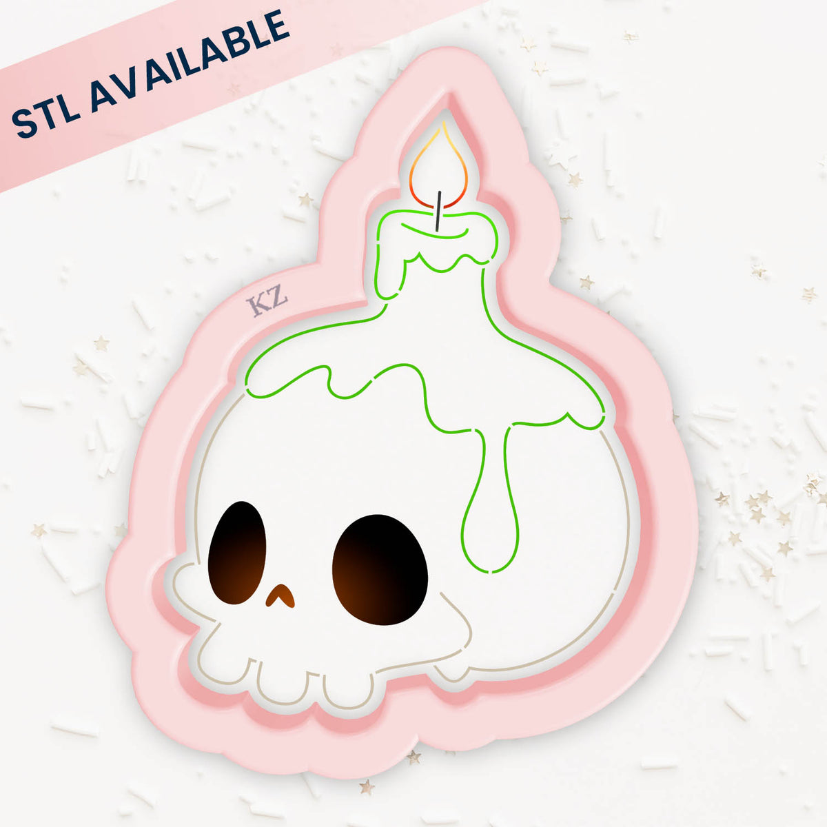 Cookie Cutters Skull Candle – Cookie Cutter &amp; Stencil Set