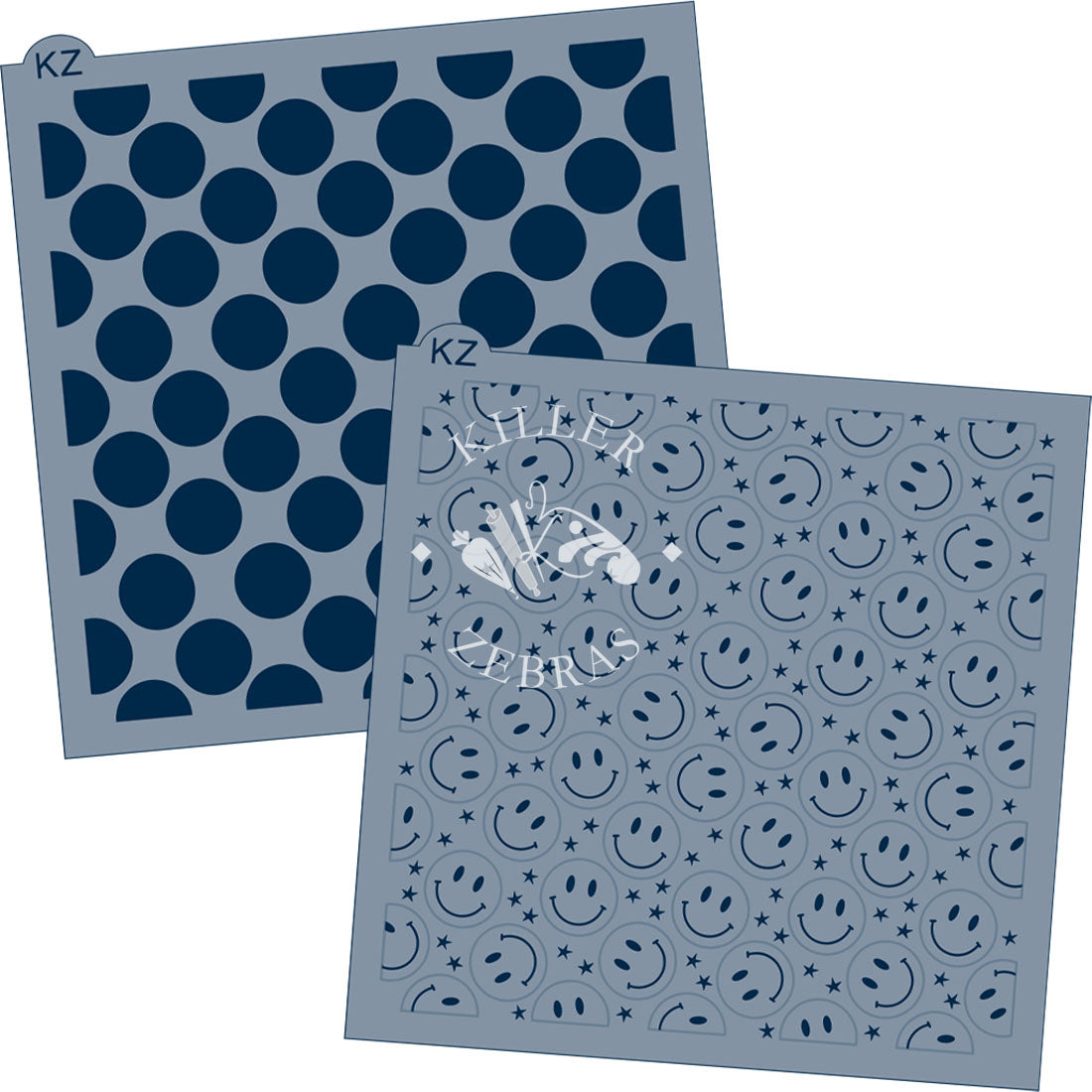 5.5 x 5.5 Stencil Smiley Faces 2 Part Stencil