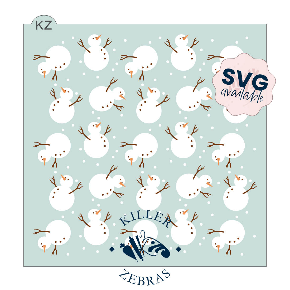 5.5 x 5.5 Stencil Snowmen 3 Part Stencil