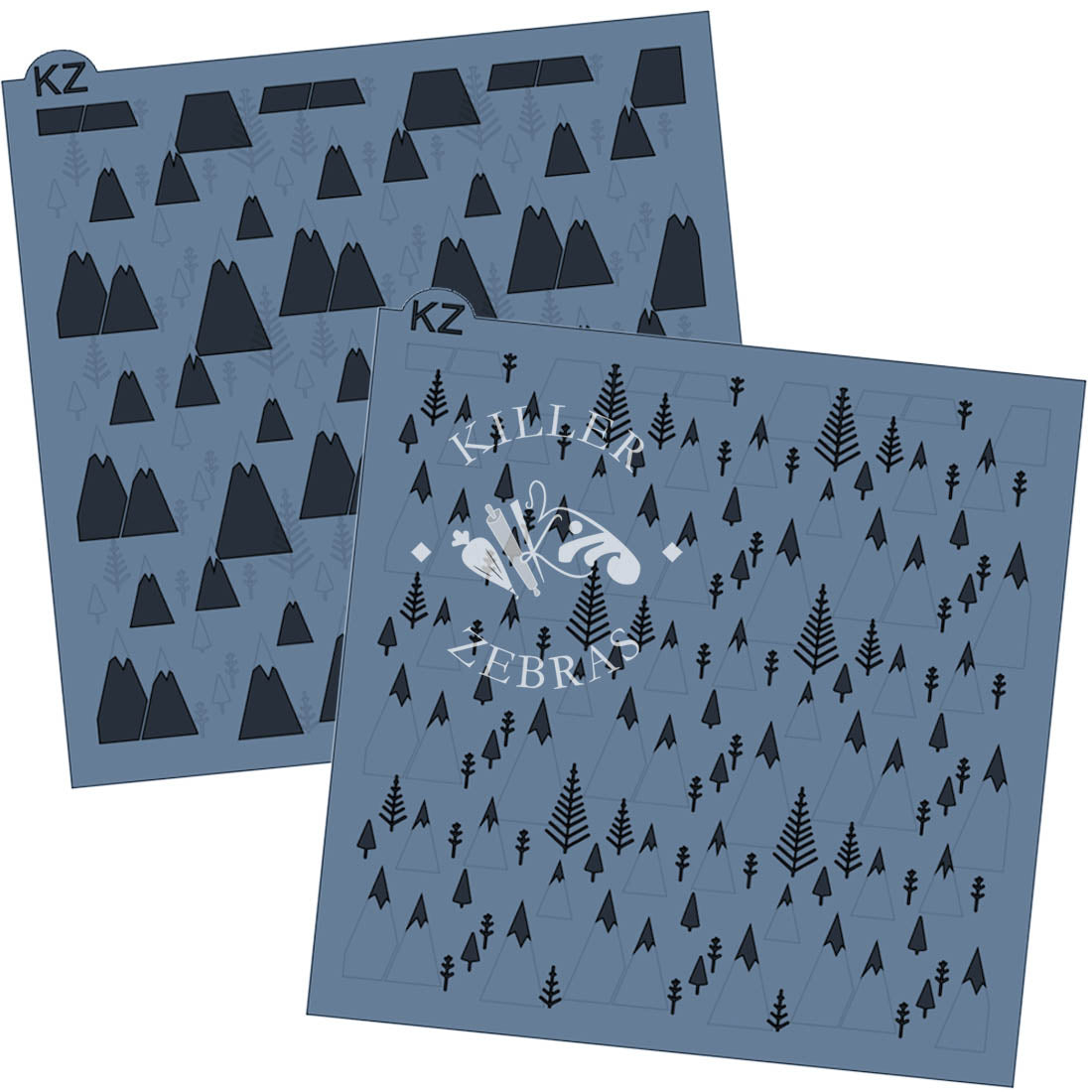 5.5 x 5.5 Stencil Snowy Mountaintops 2 Part Stencil