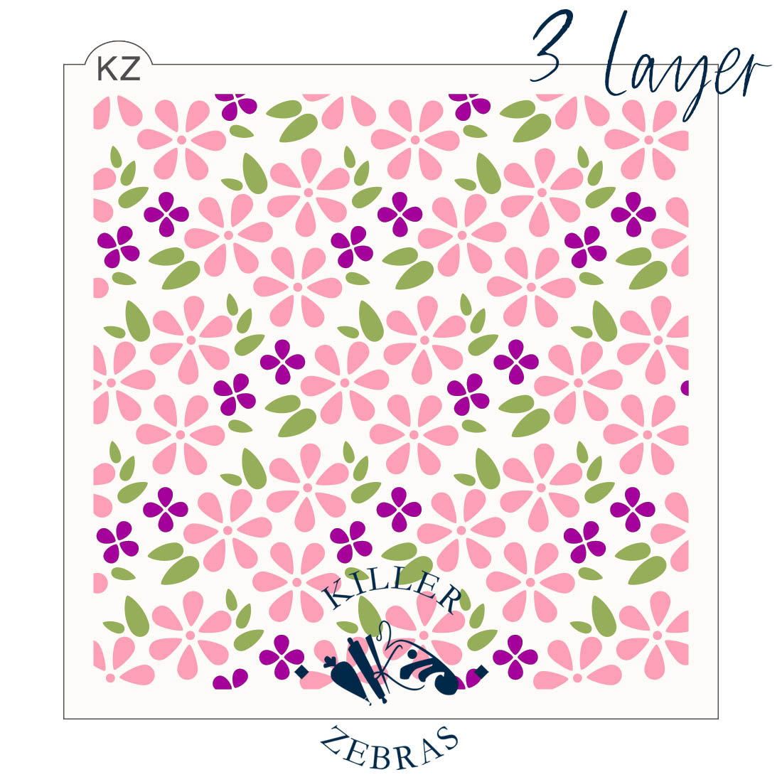 5.5 x 5.5 Stencil Spring Flowers Stencil 3 Part Stencil