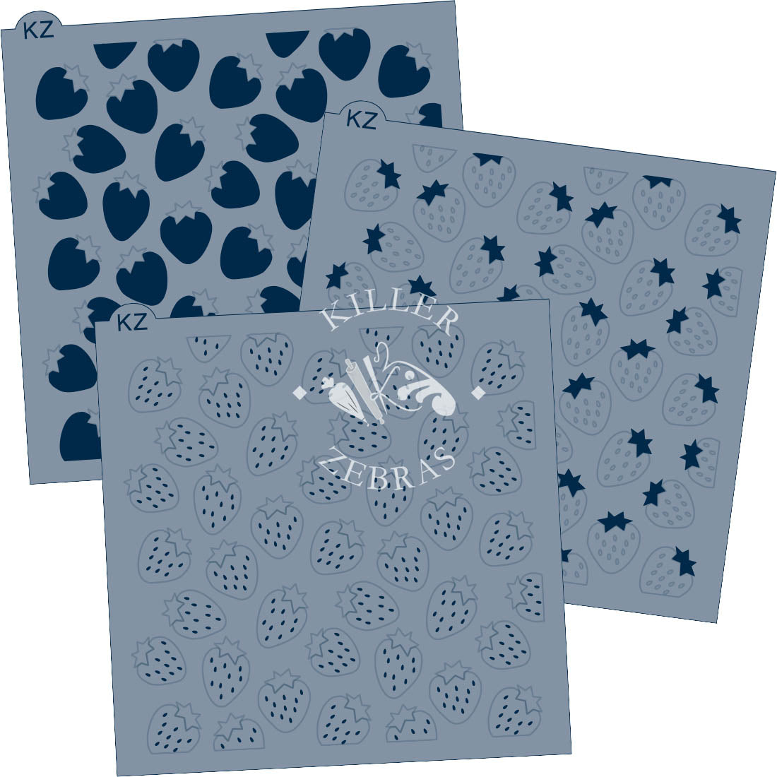 5.5 x 5.5 Stencil Strawberry 3 Part Stencil