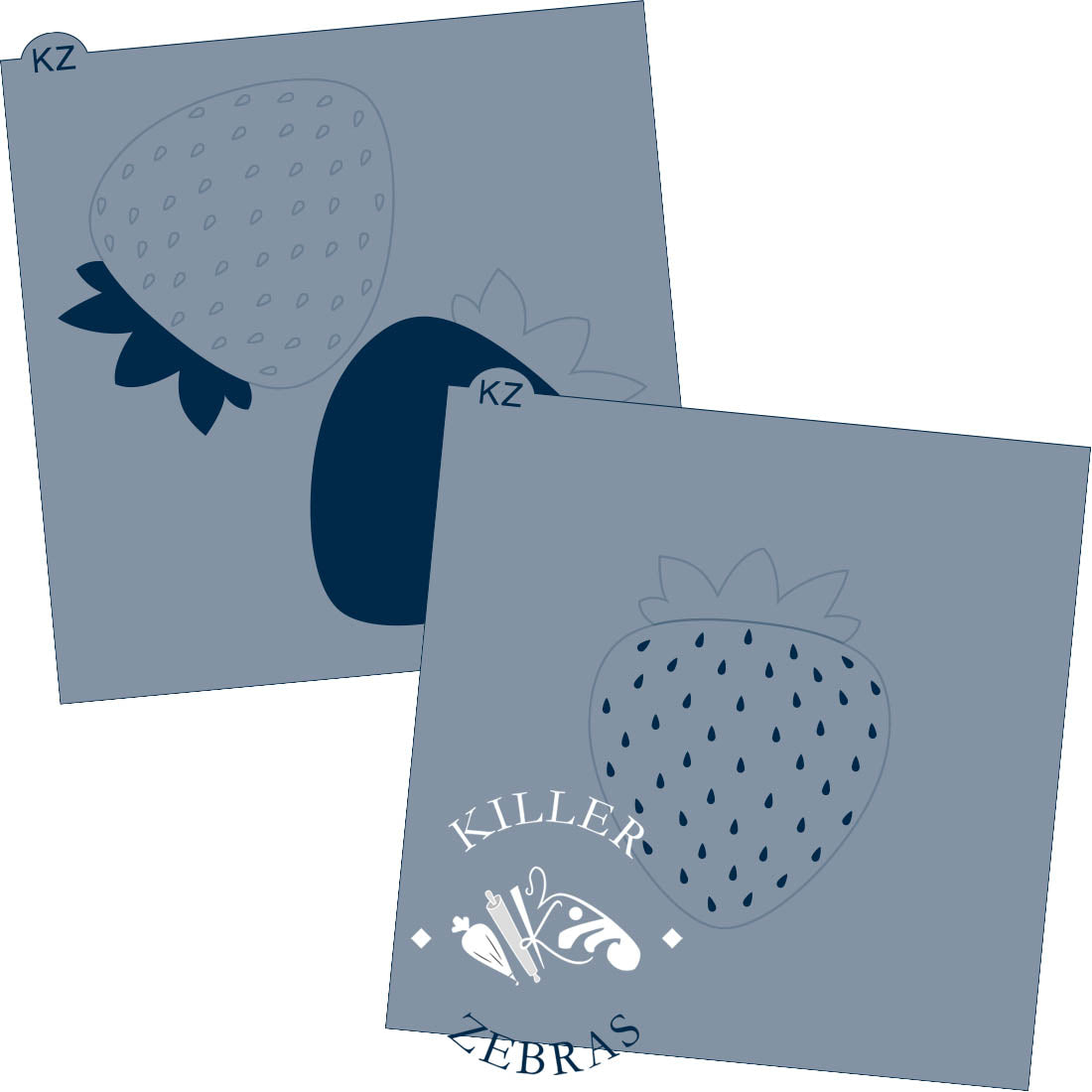 Cookie Cutters Strawberry (Style 1) Cutter/Stencil No Cutter 2 Part Stencil