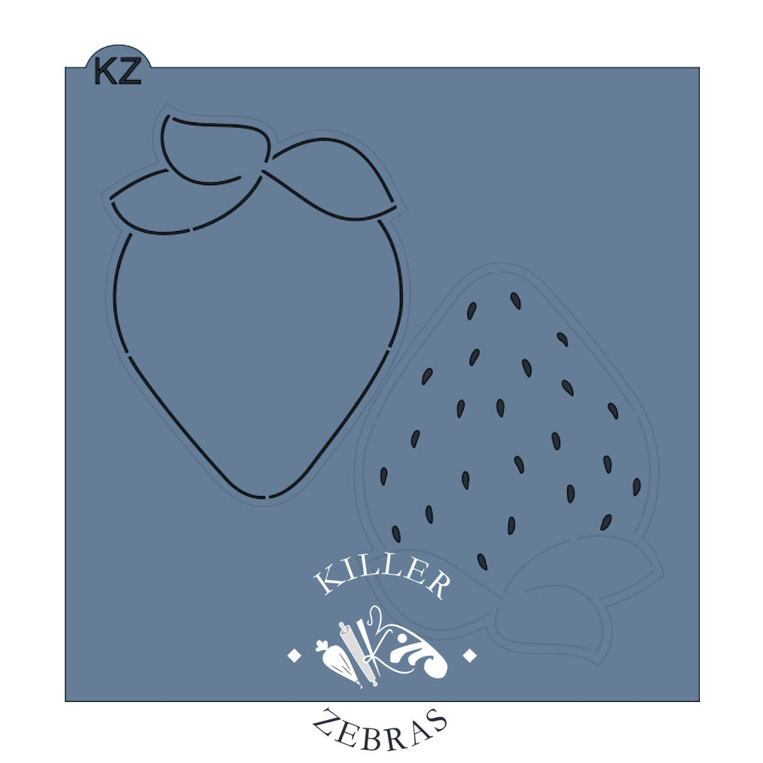 Cookie Cutters Strawberry (Style 2) – Cookie Cutter & Stencil Set