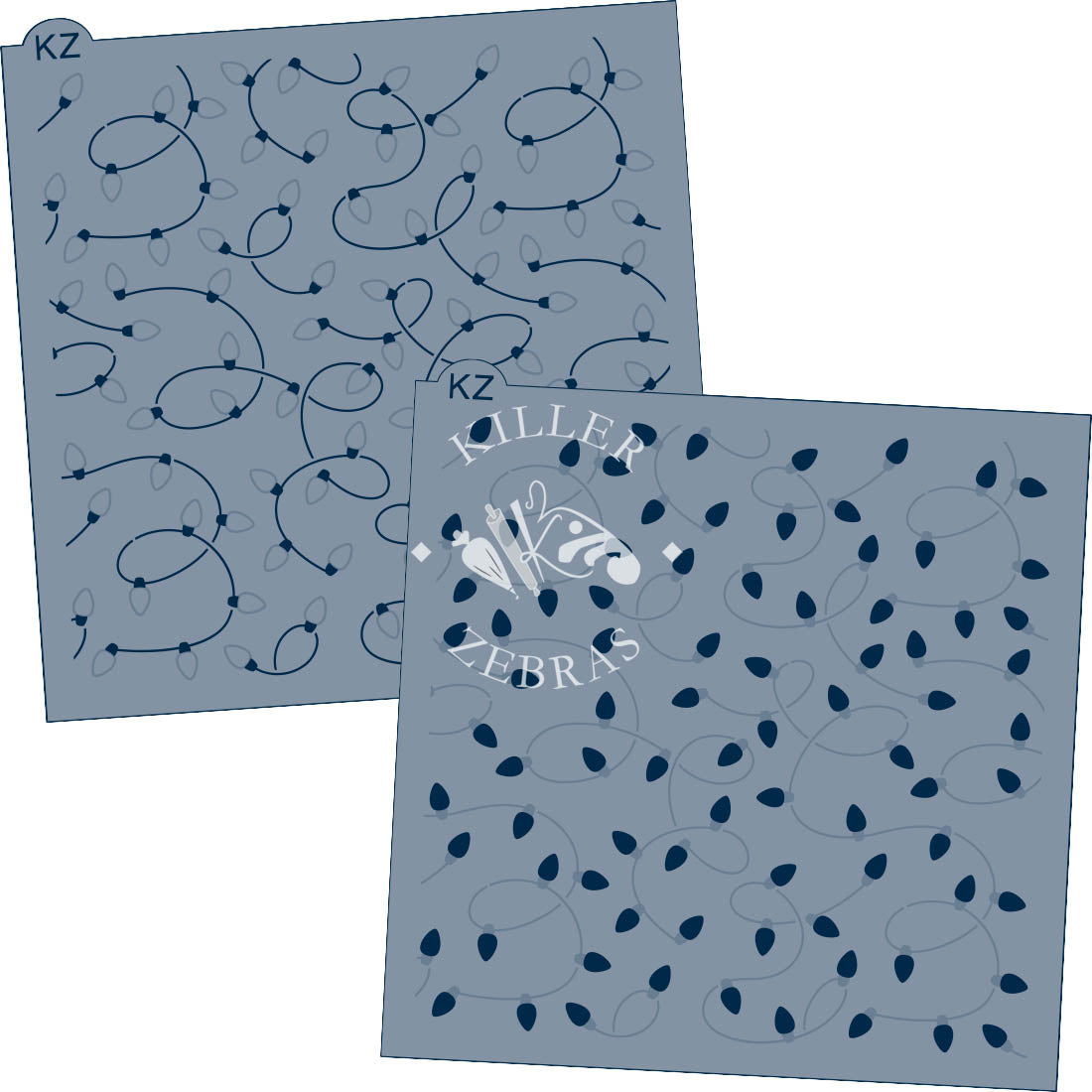 5.5 x 5.5 Stencil String of Lights 2 Part Stencil