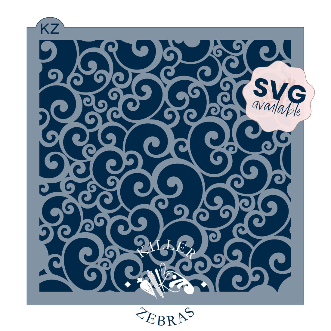 5.5 x 5.5 Stencil Swirls – Cookie Stencil